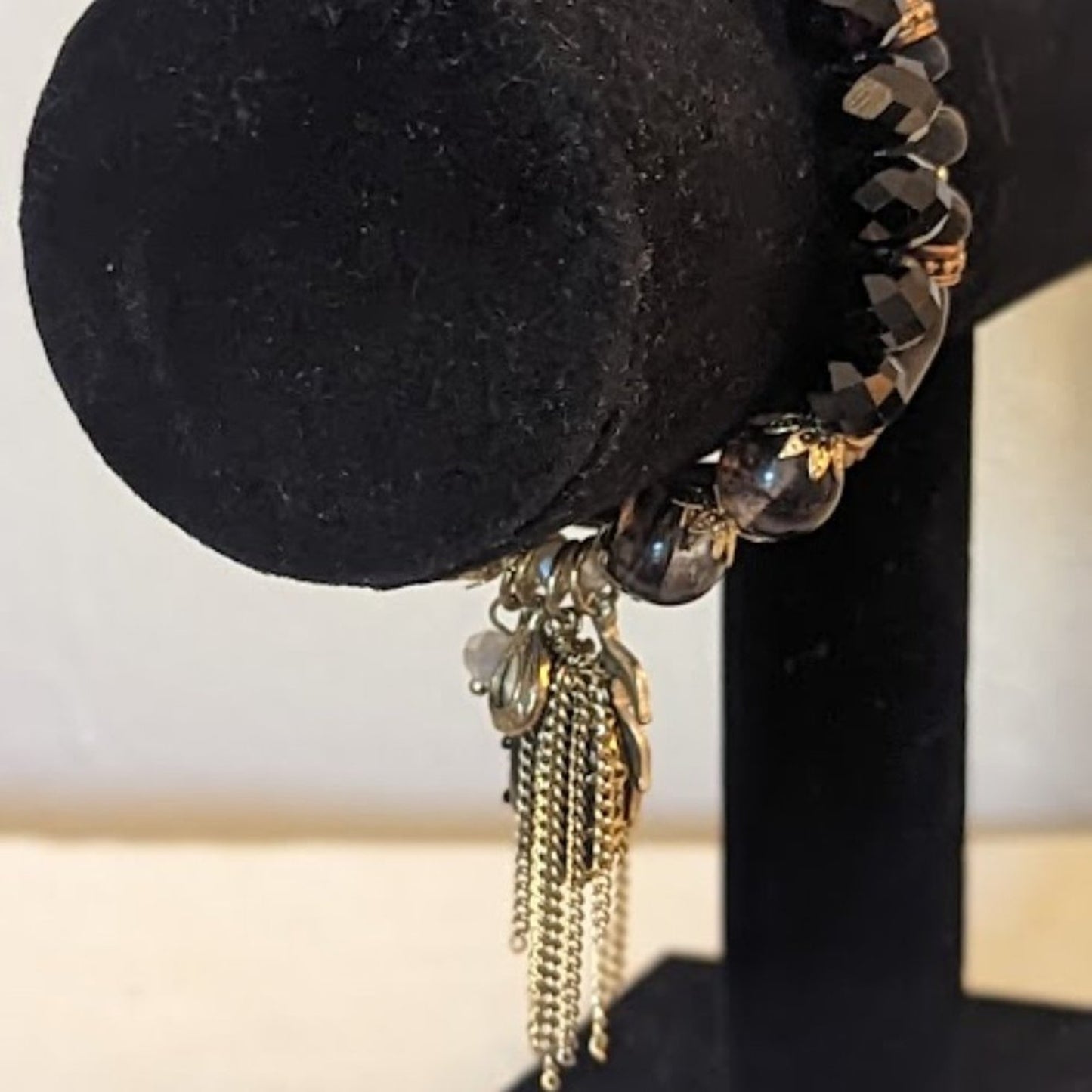 Two Black Bead Stretch Bracelets