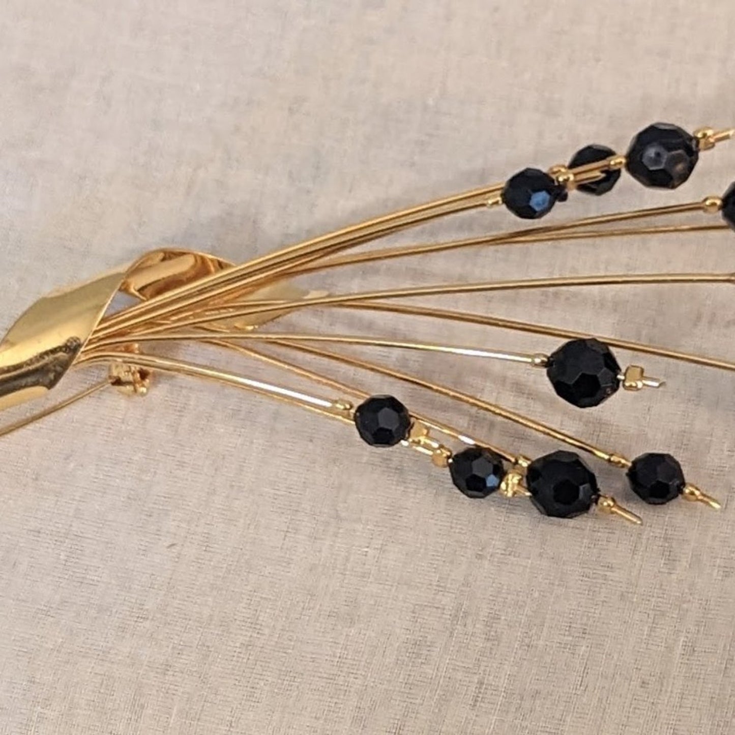 Mourning Jewelry Modernist Vintage Collectible 18k GP Art Nouveau Brooch