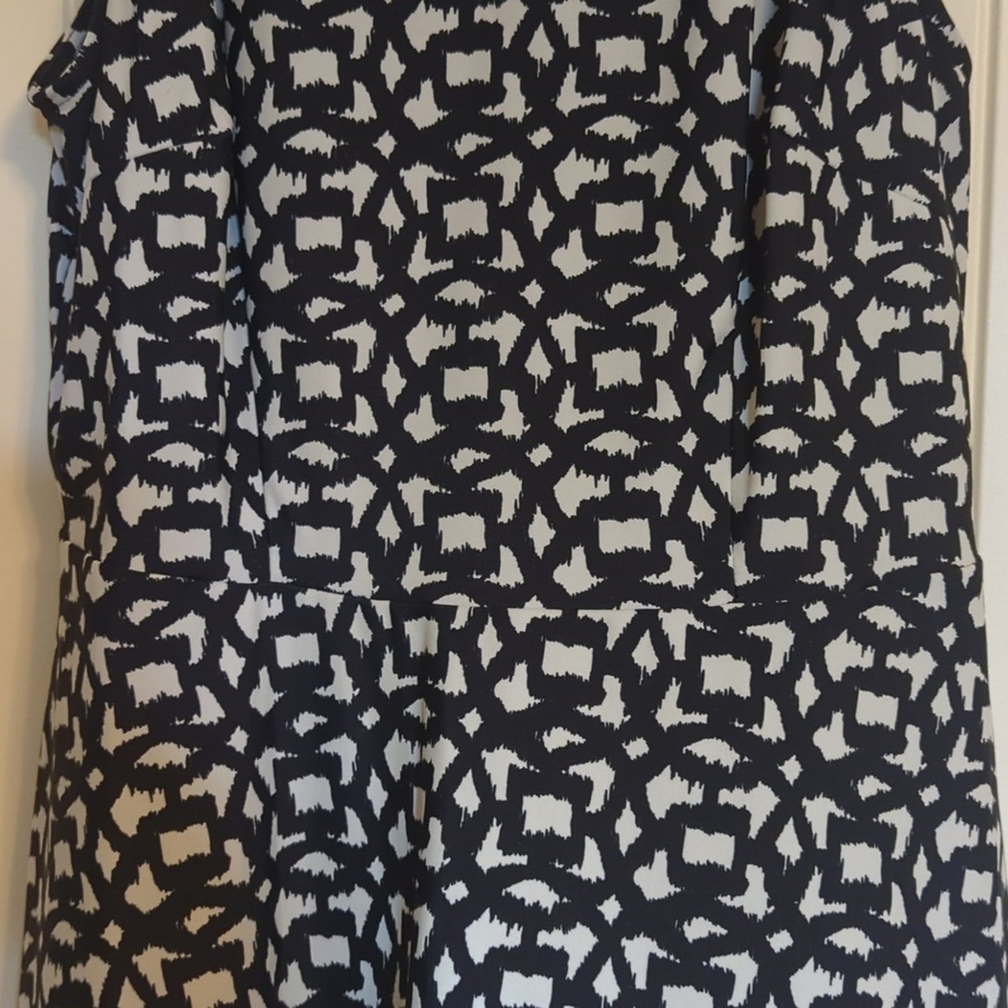 Aryeh Anthropologie Black Ivory Geometric Sleeveless A Line Dress Women's Sz. M