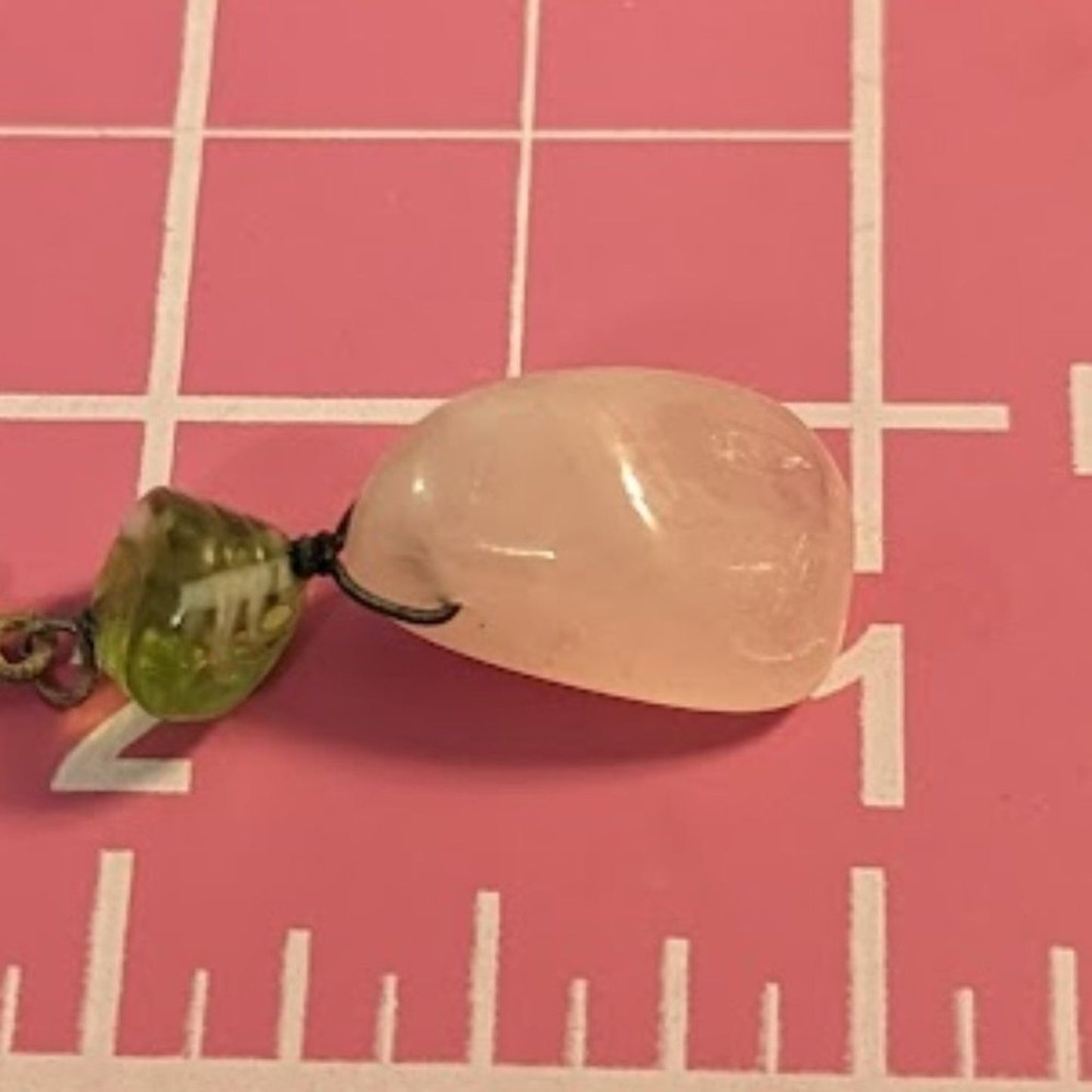 Vintage Pink Quartz Green Glass Lever Back Earrings