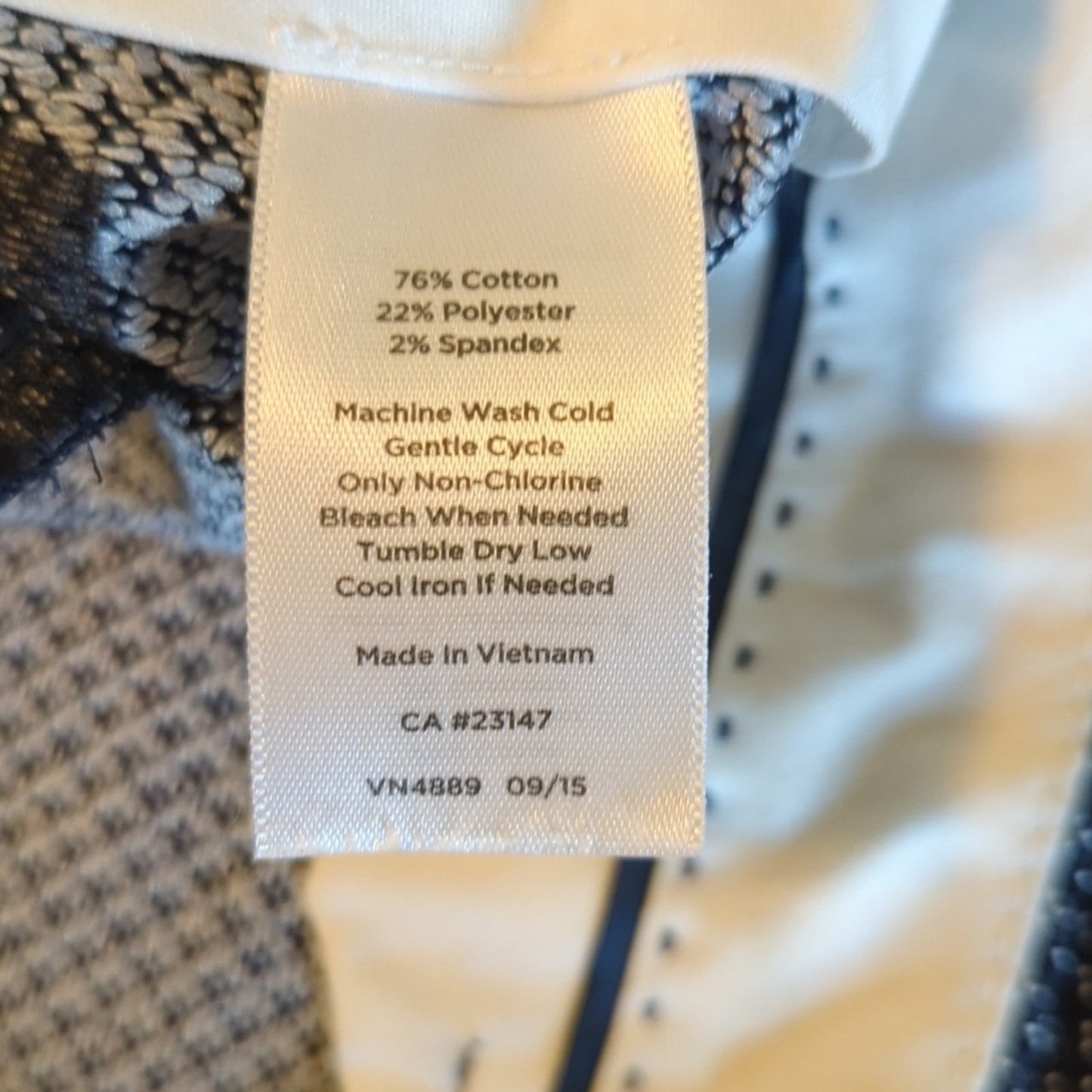 Talbot's Navy White Pin Dot Cotton Stretch High Rise Straight Leg Pant Size 14