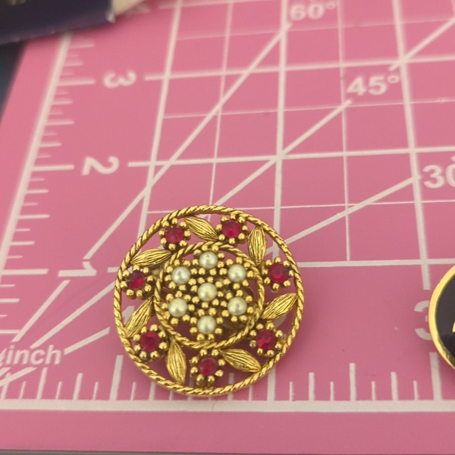 Three Pair Gold Tone Vintage Clip On/Screw Back Earrings