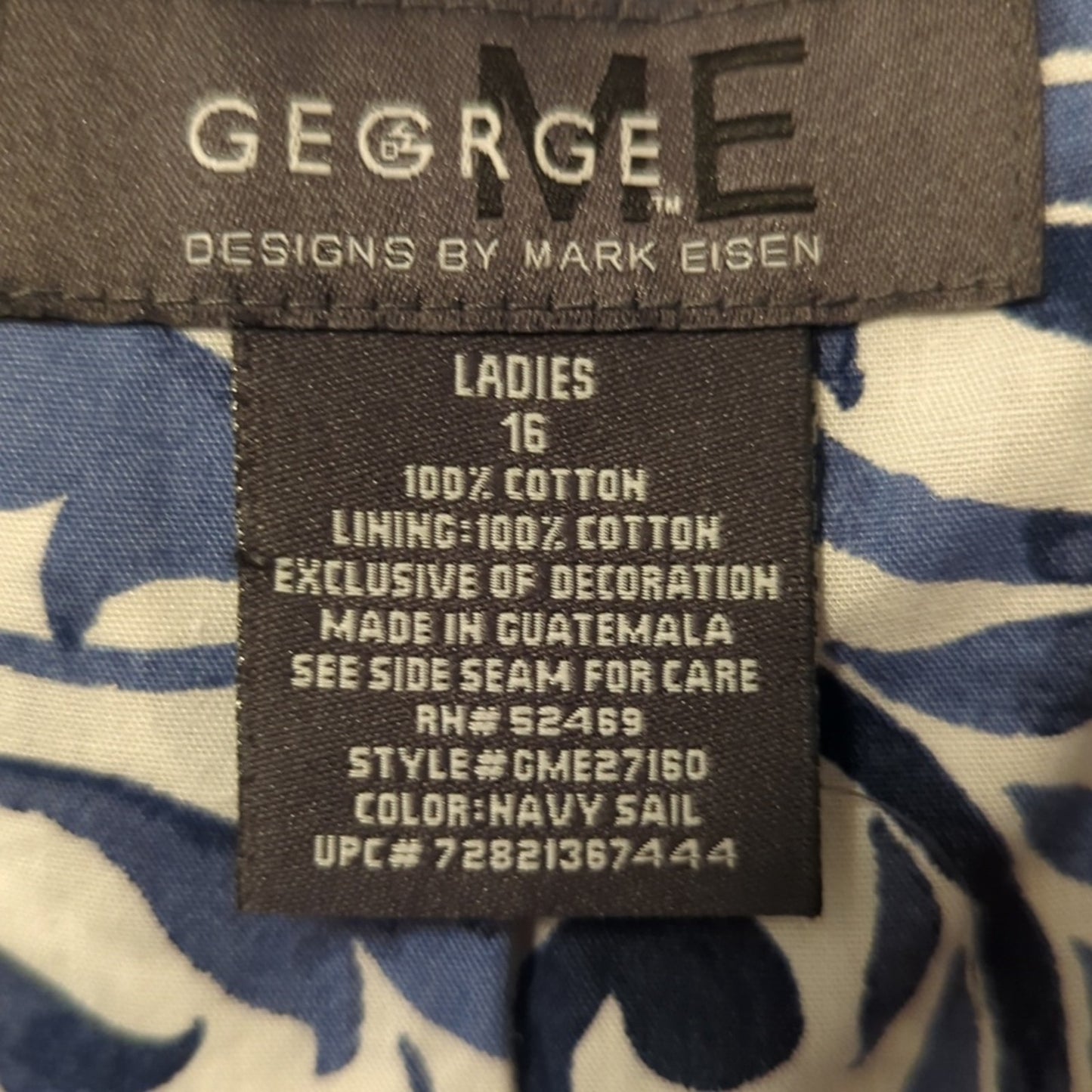 George Womens Blazer Blue Pinstripe Button Lined Notch Lapel Pocket Cotton Sz 16