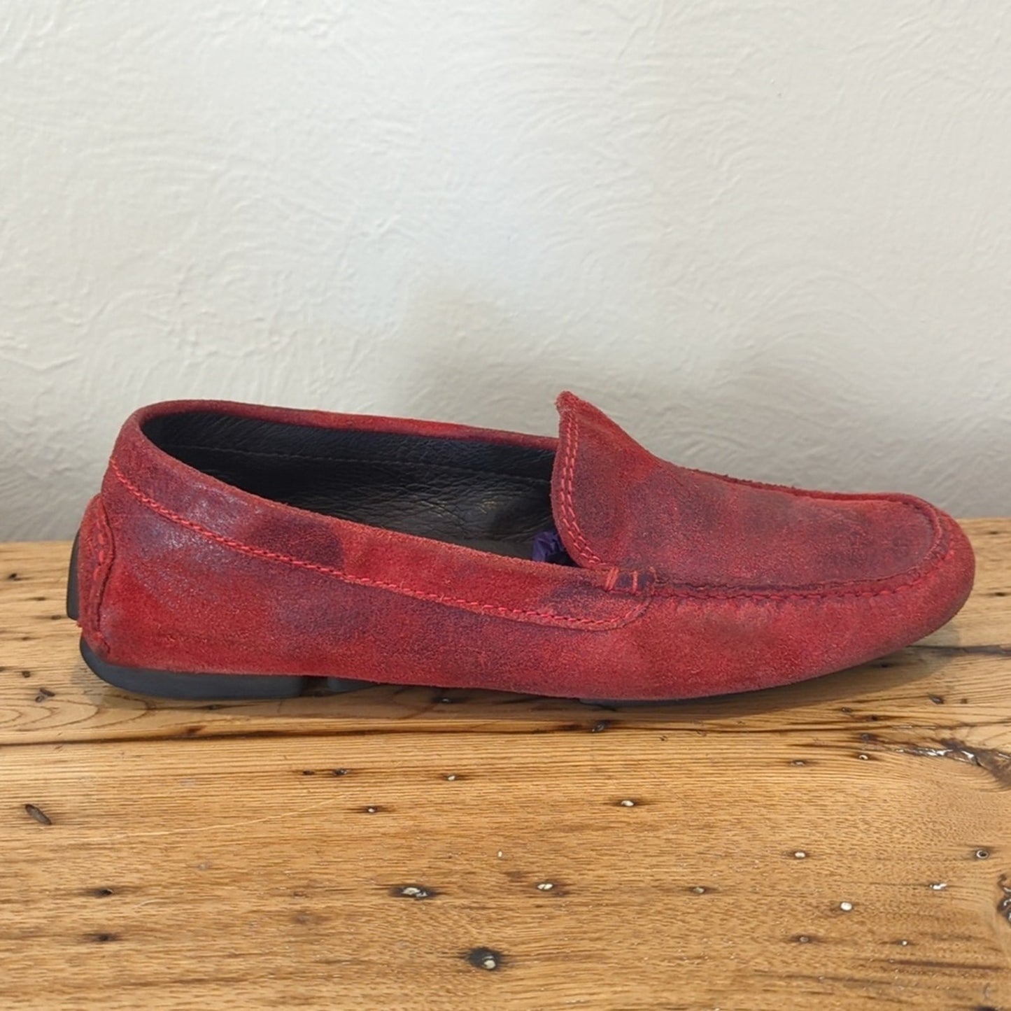 Donald J. Pliner Made in Italy Vesta Red Distressed Driving Mocassins Size 6.5