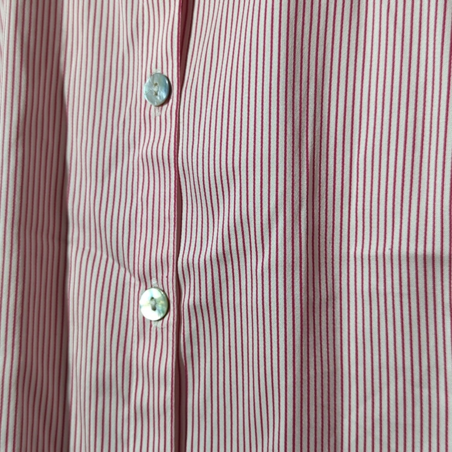 Chico's Red White Stripe Cotton Blend Button Down Shirt Women's Size 2 (US L-12)