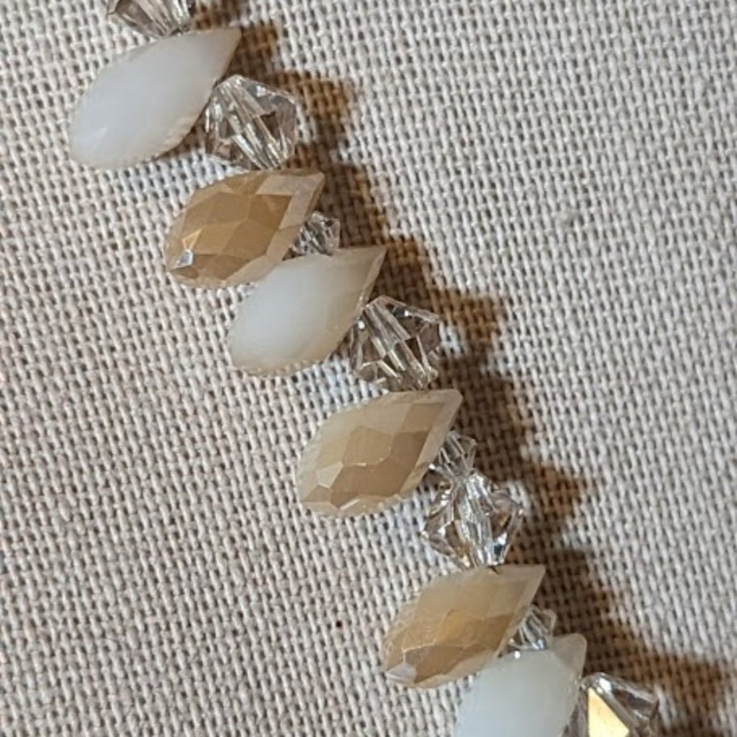 Bronze and Briolette Glass Bead Necklace with Flower Pendant and Toggle Clasp