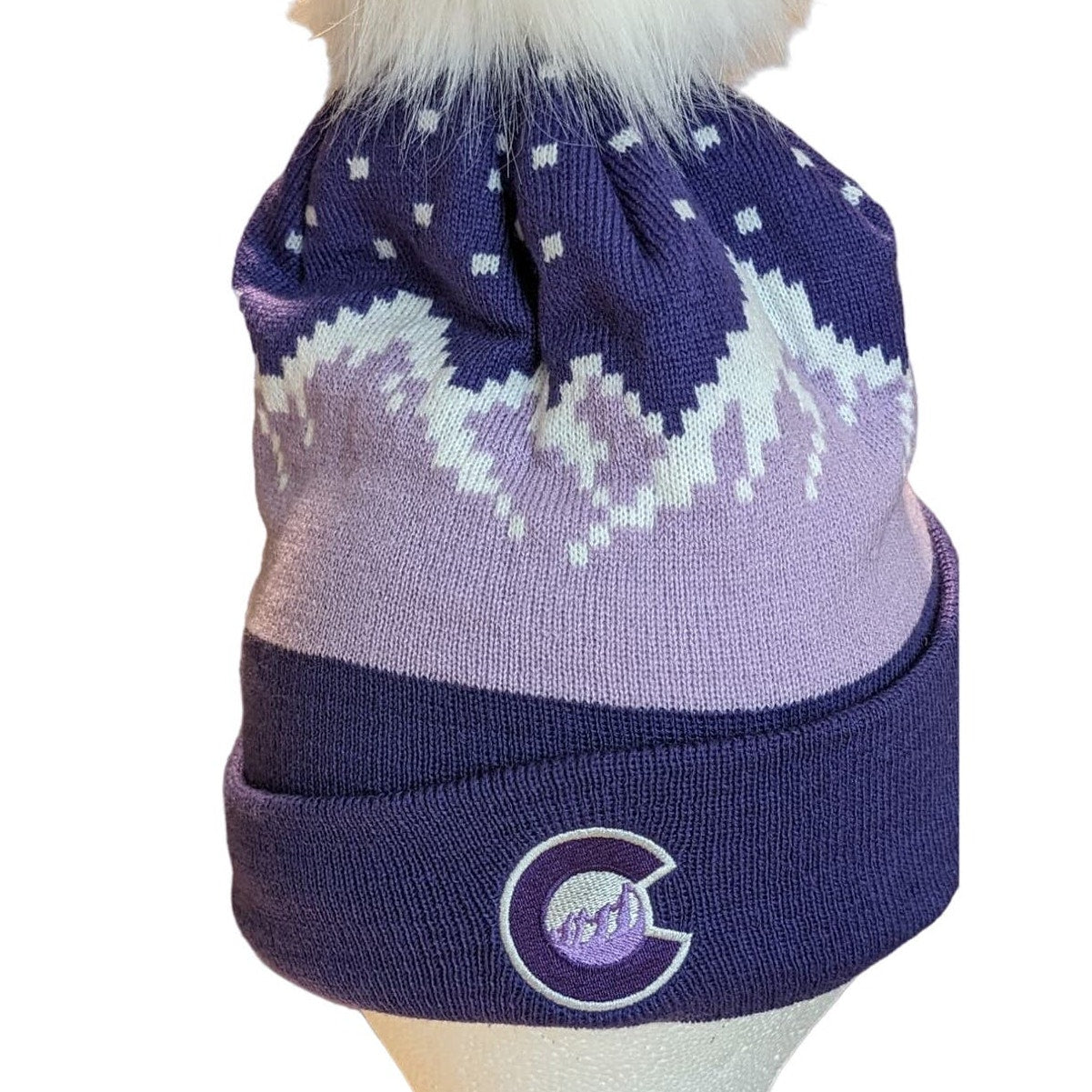 Boco Gear Sherpa Adventure Gear Lambs Wool Made in Nepal Purple Pom Pom Beanie