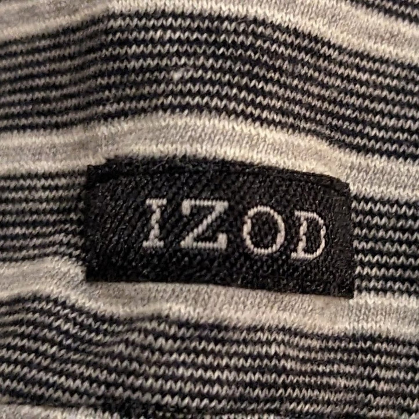 IZOD Men's Size L 100% Cotton Black and Gray Striped Golf Polo Shirt