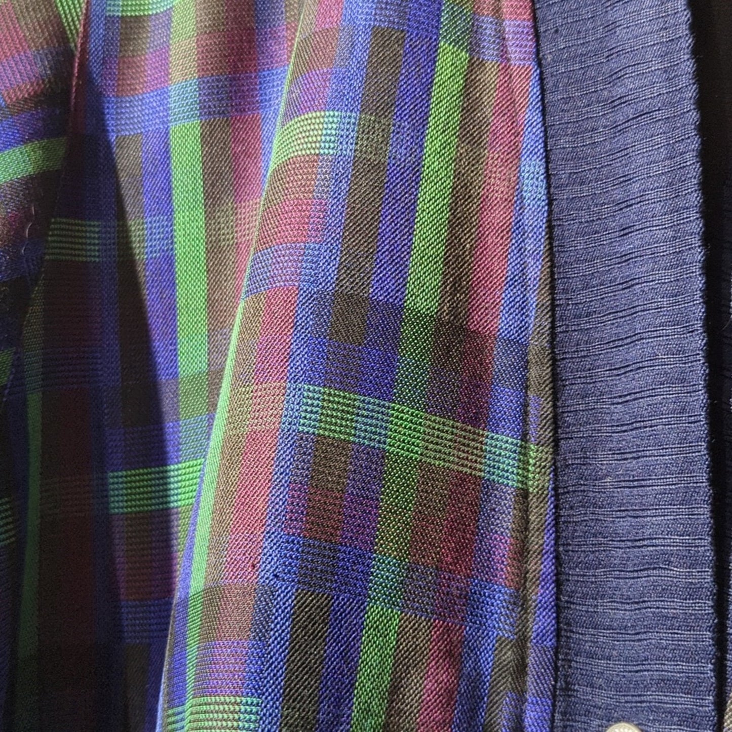 Bo Sung Plaid Snap Front Ribbed Placket, Hem, and Cuff Jacket Women's Sz XL