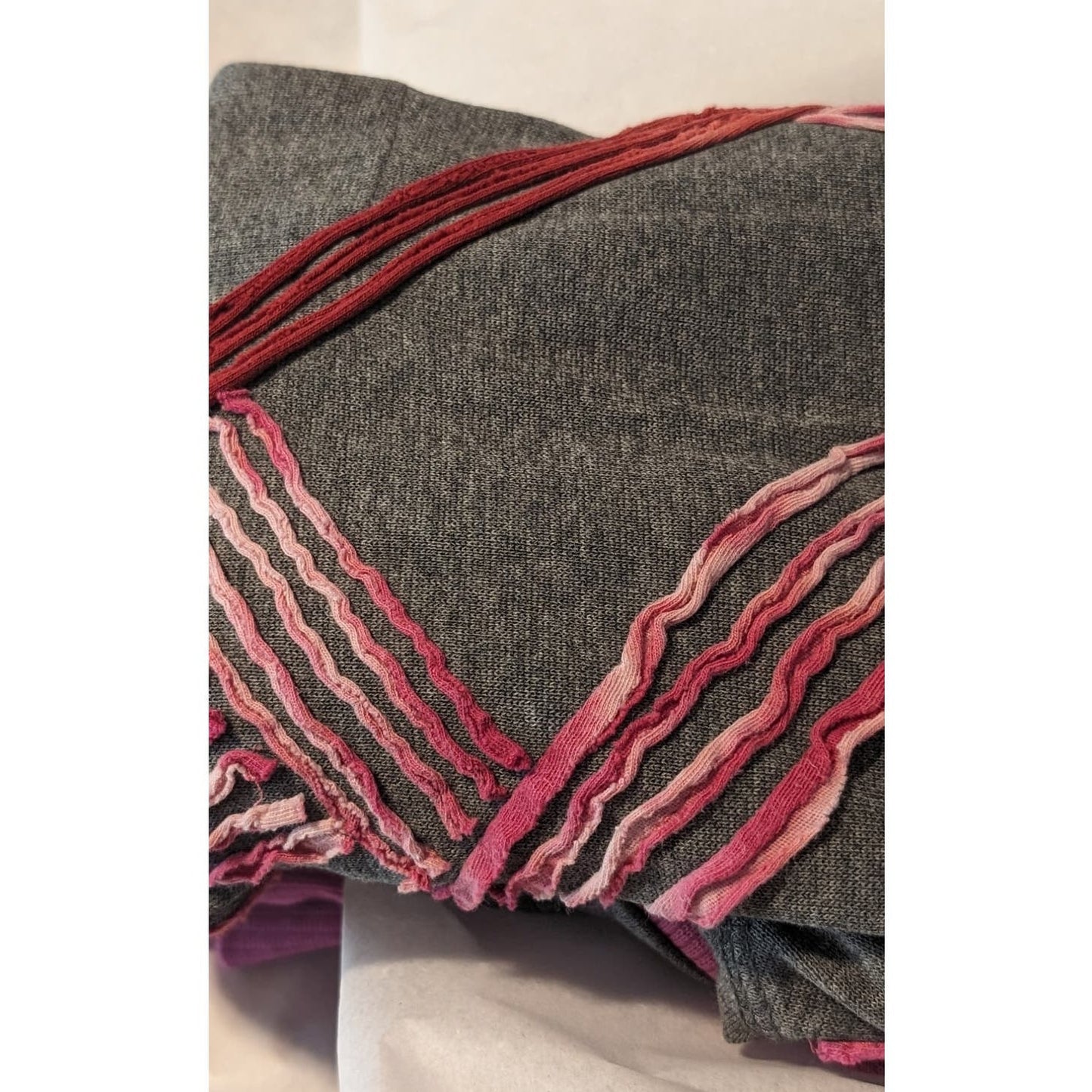 Hippie Boho Shredded Zip Up Gray and Pink Hoodie Womens Sz XS