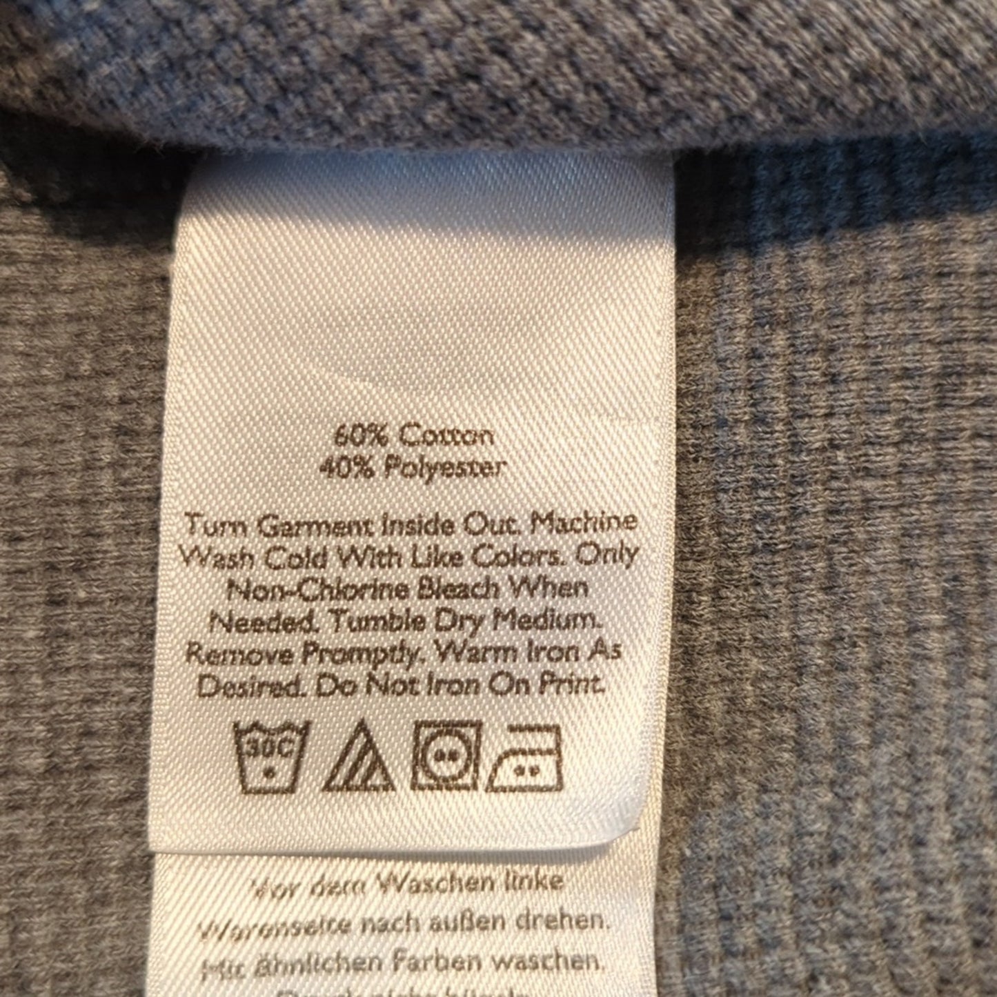 Eddie Bauer Gray Dog Head Image Waffle Knit Thermal Long Sleeve Tee Men's Sz TXL