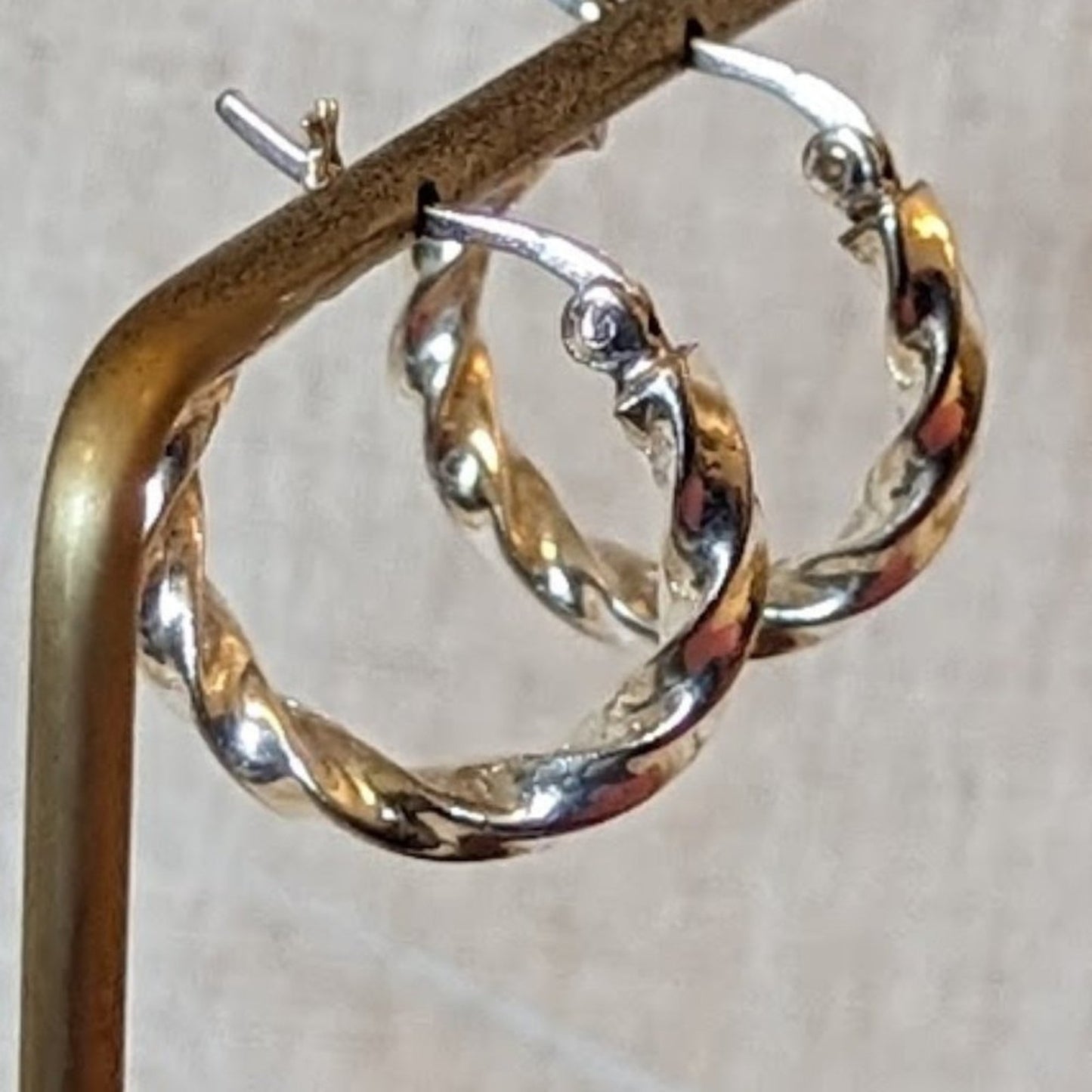 Silver Tone Twisted Hoop Earrings