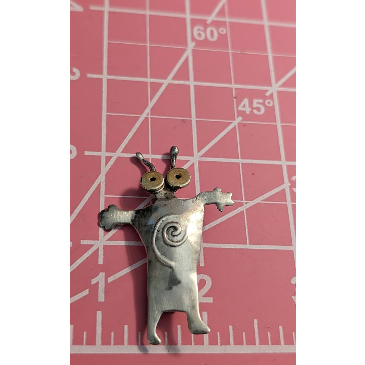Sterling Large Eyed Antenna Swirl Belly Artisan Designed Brooch/Pendant