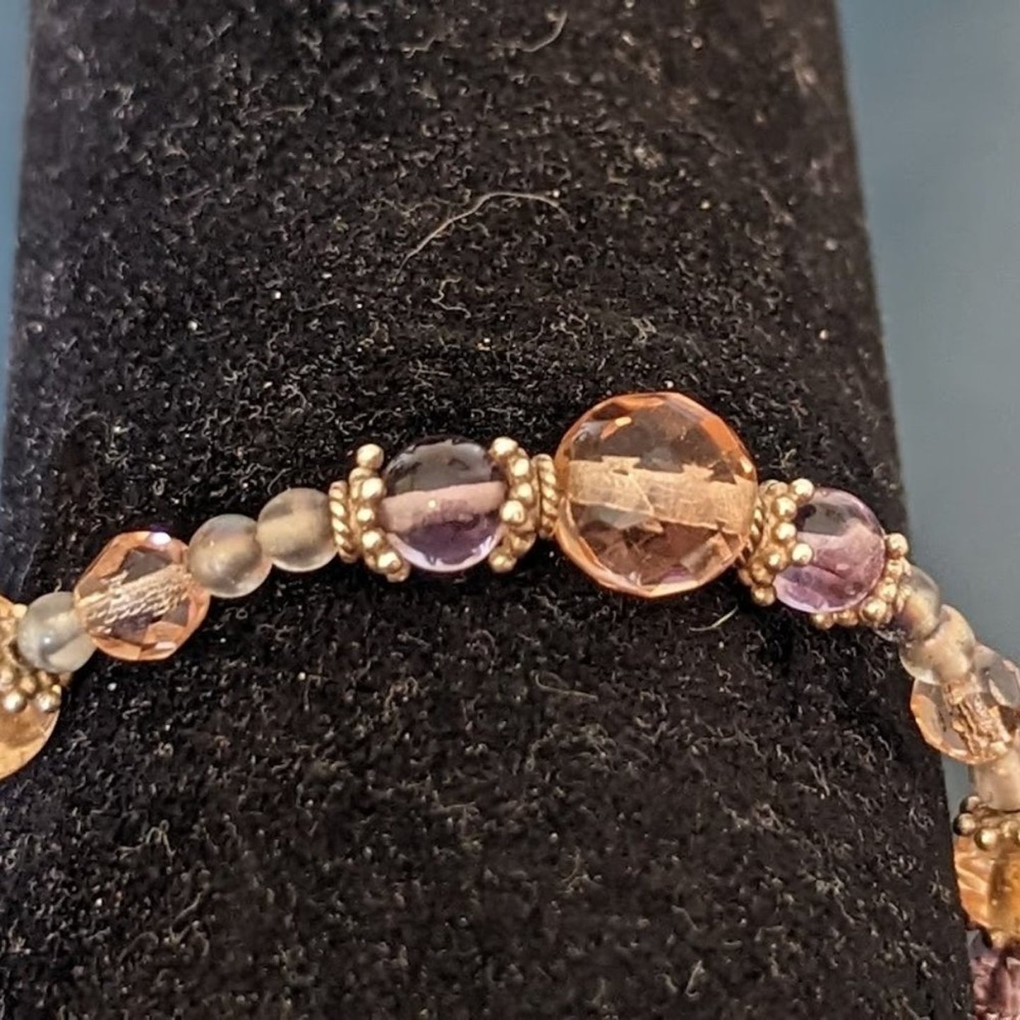 925 Sterling Silver 'Champagne Bubbles' Glass Crystal Bead Bracelet