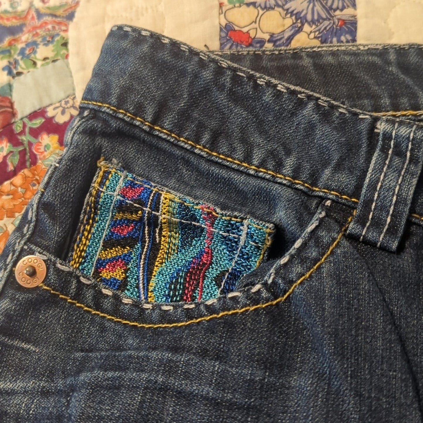 Coogi Y2K Blue Denim Embroidered Pocket Jeans Women's Size 16