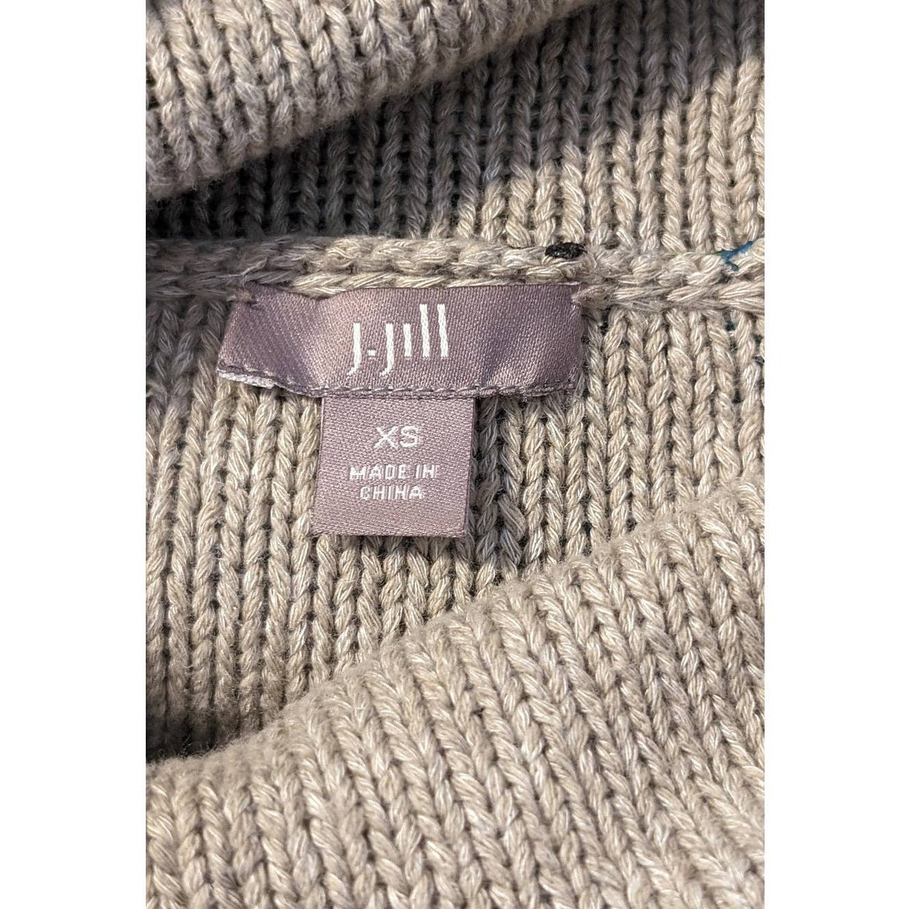 J Jill Beige Floral Cowl Neck Long Sleeve Tunic Sweater Womens Sz XS