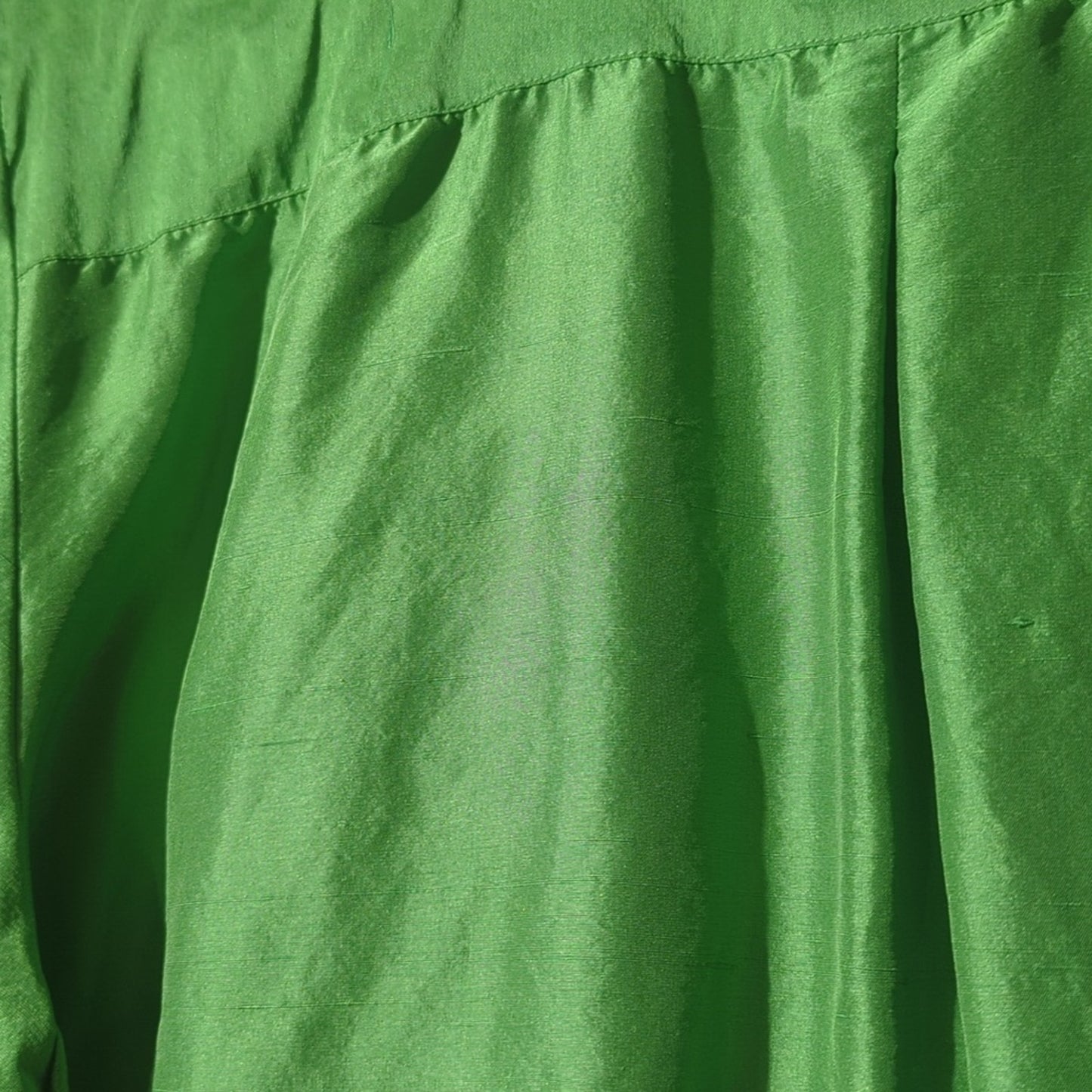 Preston & York Kelly Green 100% Silk Button Front Shirt Women's Petite Size 16P