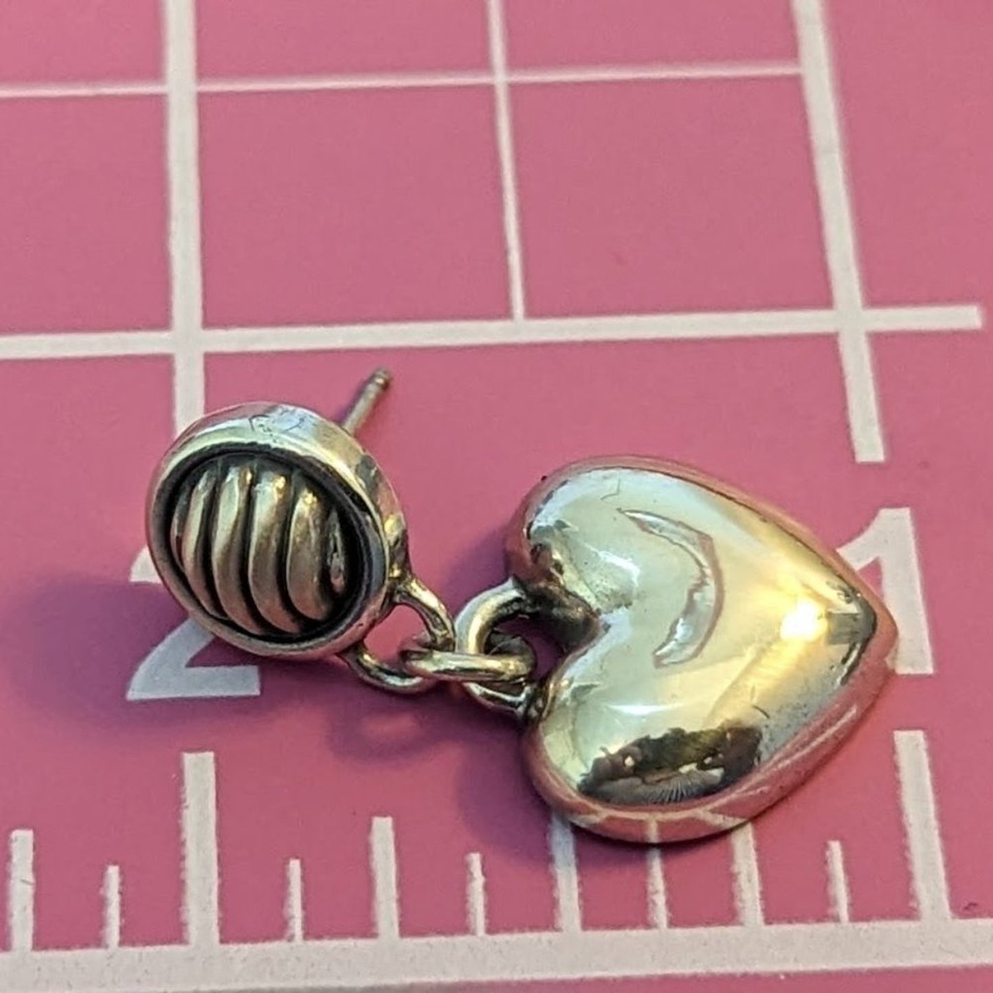 Brighton Puff Heart Dangle Post Earrings With a Surprise in the Back