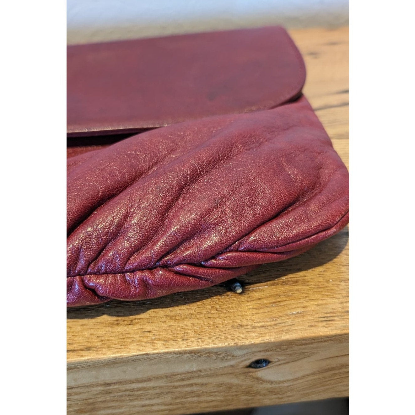 Vintage Letisse Red Leather Clutch Handbag