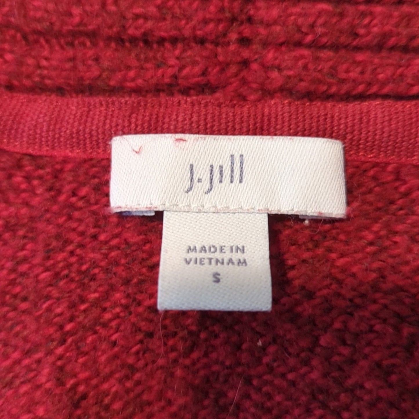 J. Jill Red Shawl Collar Open Front Cardigan Cotton Blend Sweater Women's Size S