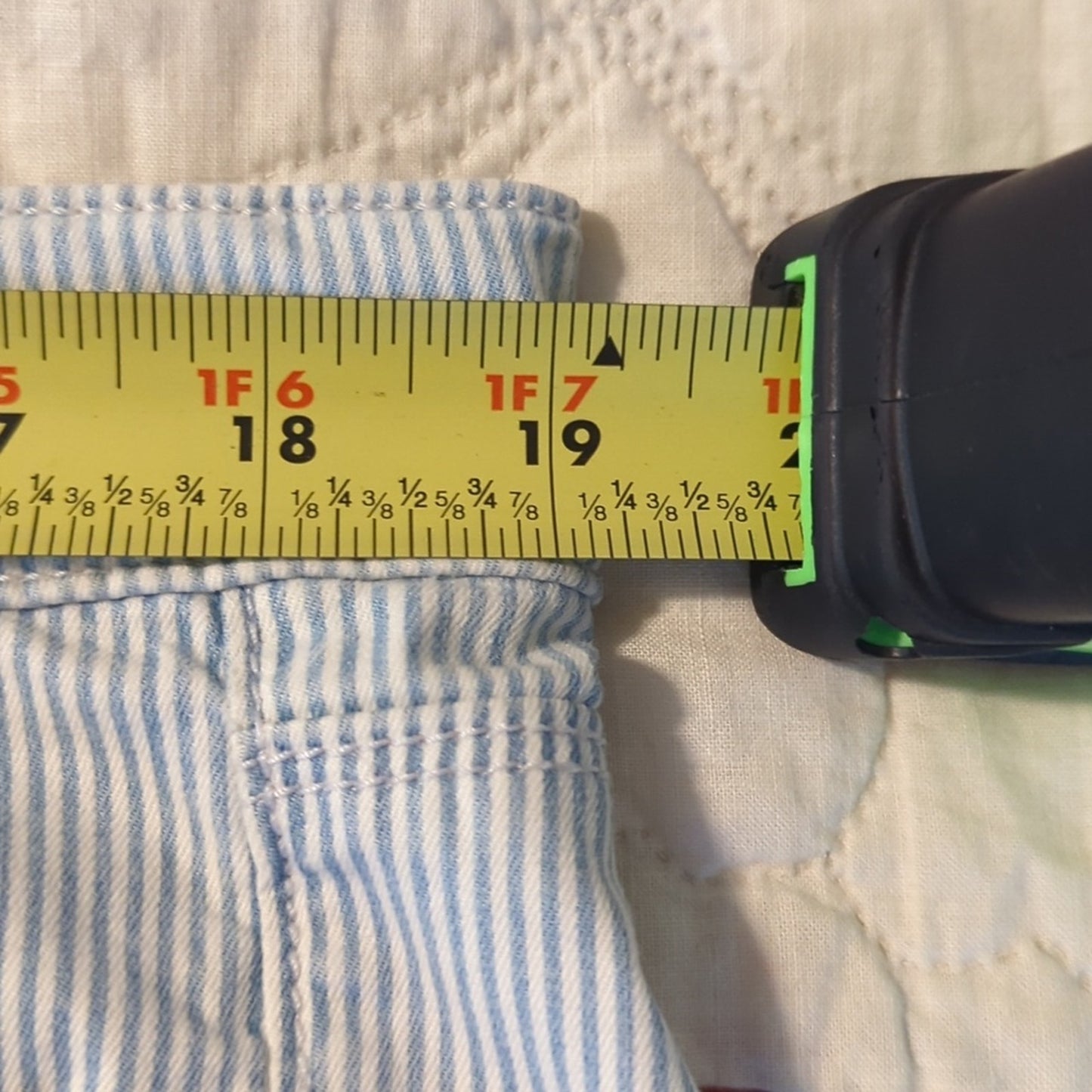 Ann Taylor The Skinny Ankle Modern Fit Lt. Blue Striped Stretch Jean Size 14