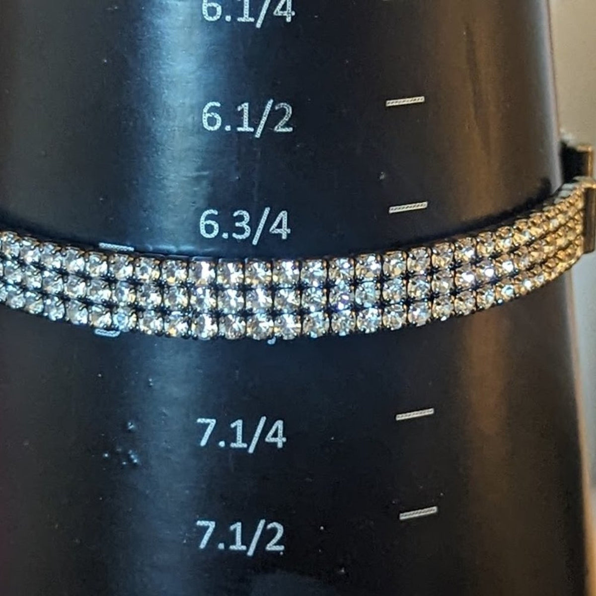 Vintage Three Row Rhinestone Wire Bangle