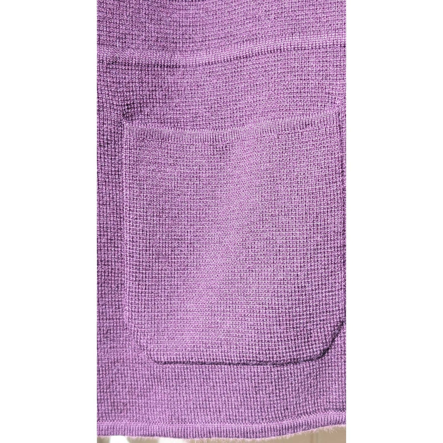 Talbots Pure Merino Wool Plum Three Button Pocket Sweater Blazer Sz Petite S