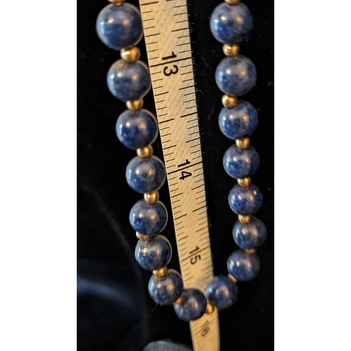 Lapis Lazuli 30" Strand Beads W/ Gold Tone Spacer Beads