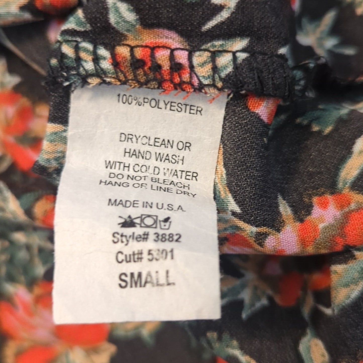 Entro Black Rose Floral Sleeveless Unlined V-Neck Mini Dress Women's Size Small