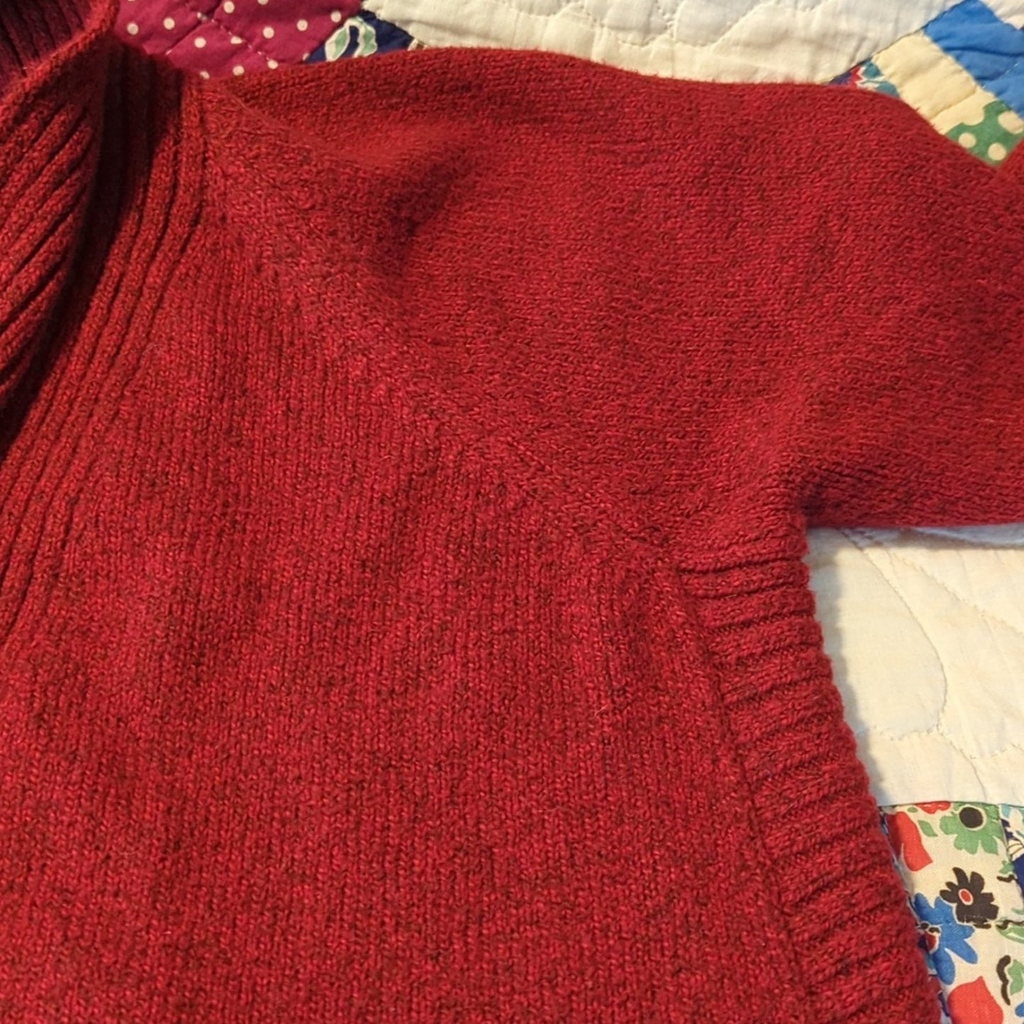 J. Jill Red Shawl Collar Open Front Cardigan Cotton Blend Sweater Women's Size S