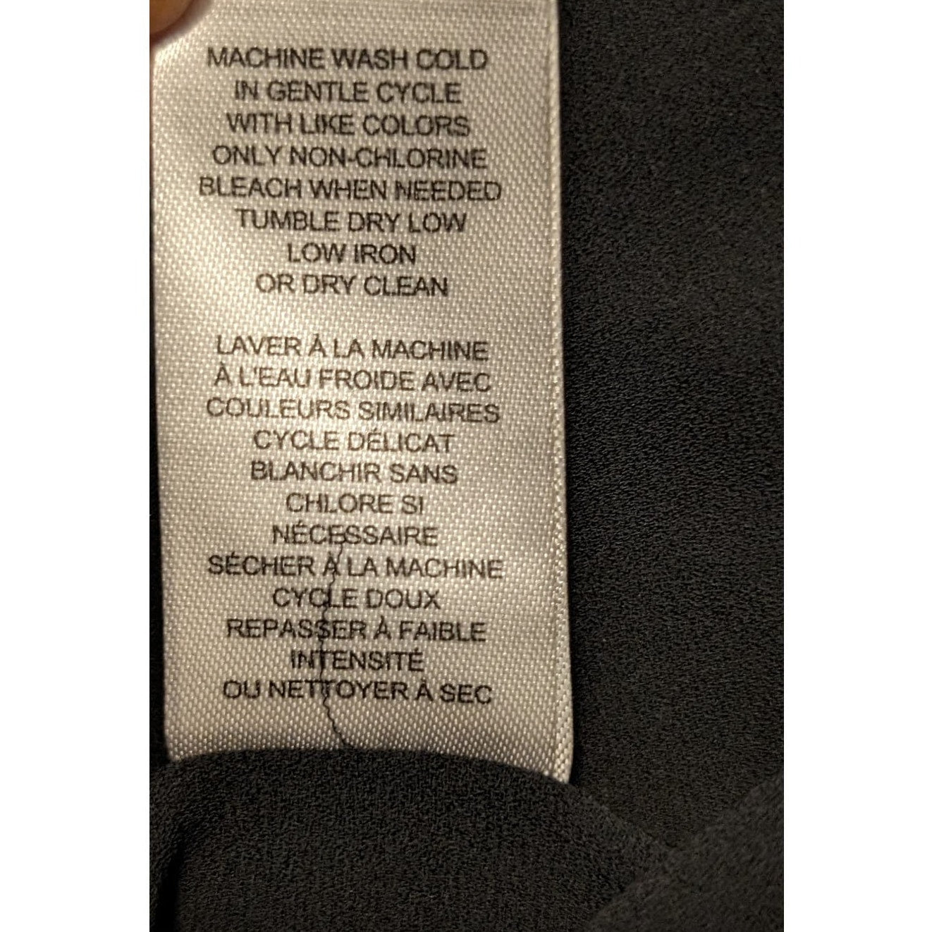T Tahari Black Flutter Sleeve Smock Neck Tie Front Blouse Womens Sz L