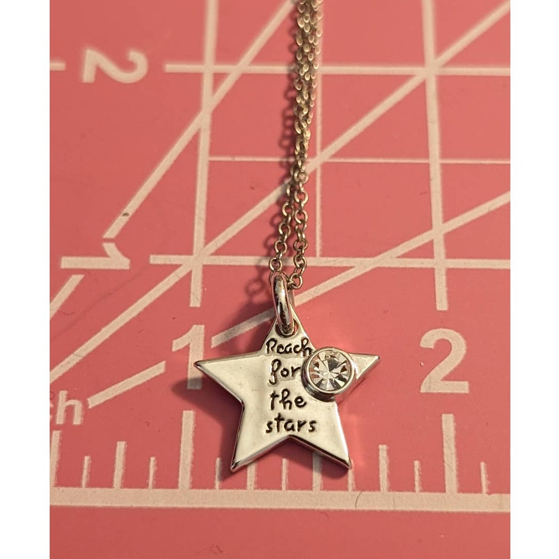 Reach for the Stars Pendant Silver Tone Necklace