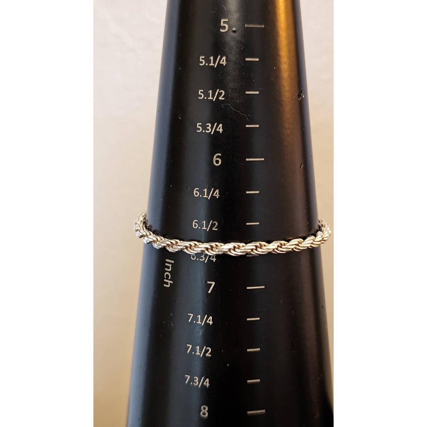 Vintage Italian 925 Sterling 4mm Rope Bracelet w/ Lobster Claw Clasp 6.75"