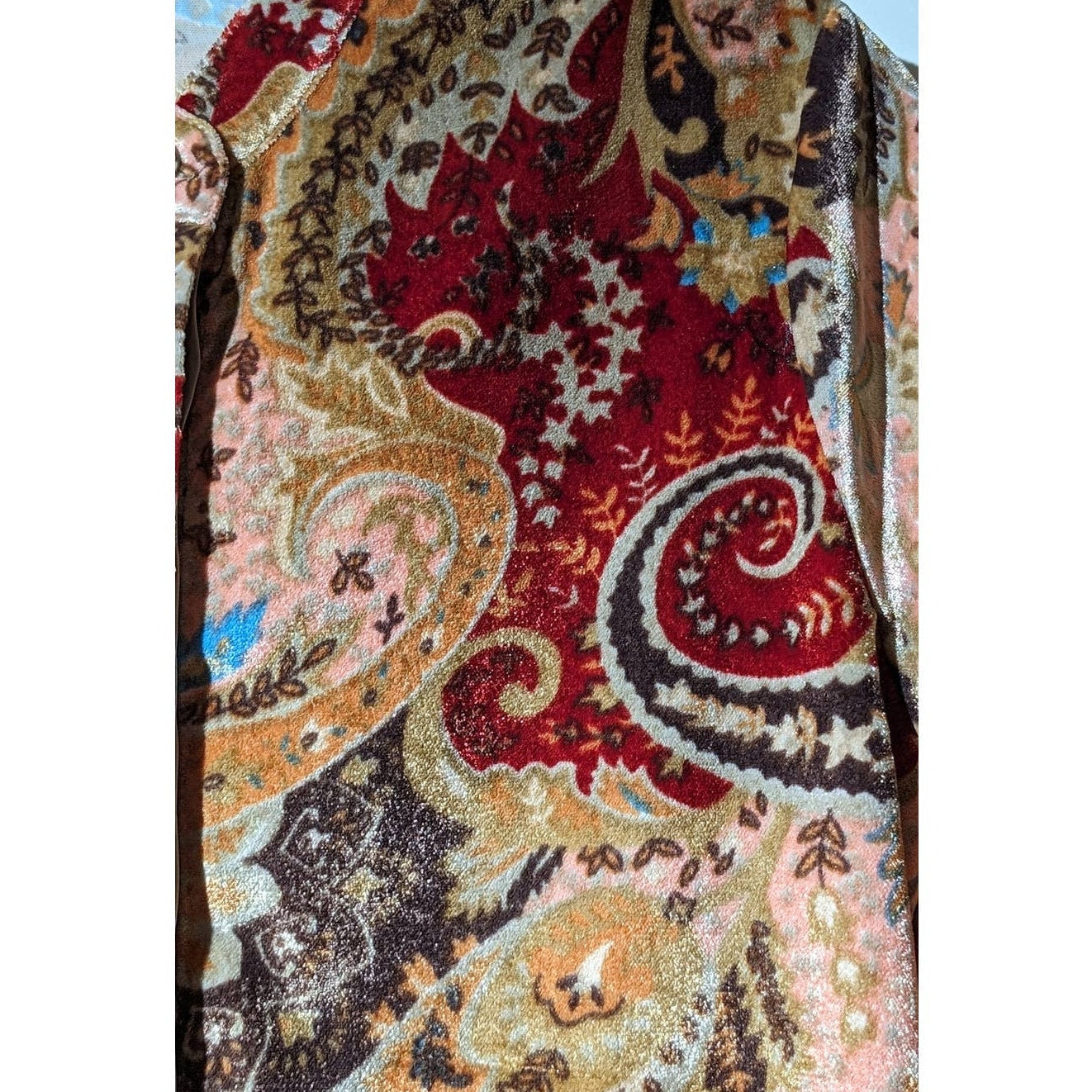 Soft Surroundings Montaigne Bronze Velvet Button Mandarin Collar Tunic Sz M