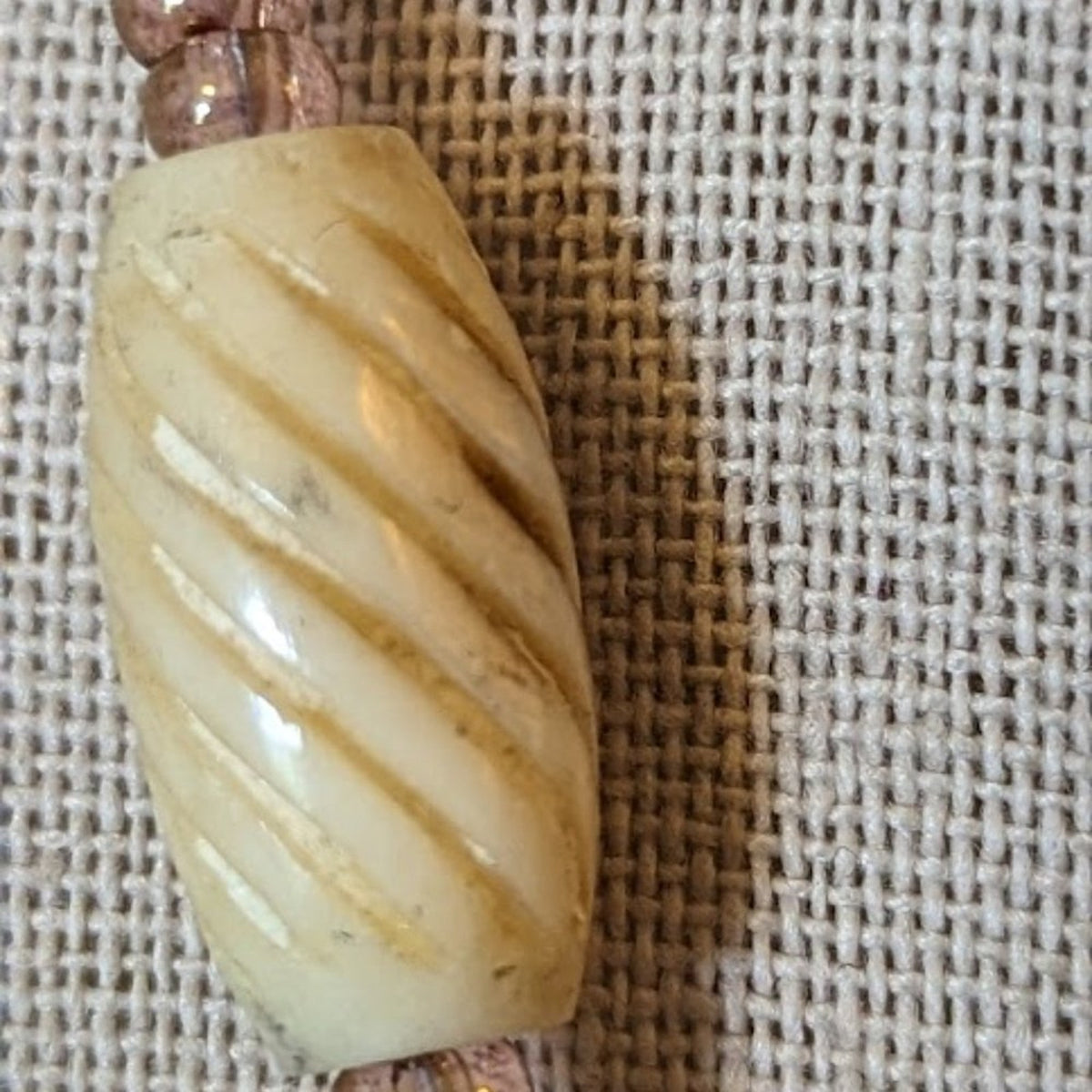 Vtg Murano Glass & Carved Beads With a Hook Clasp 18" Necklace
