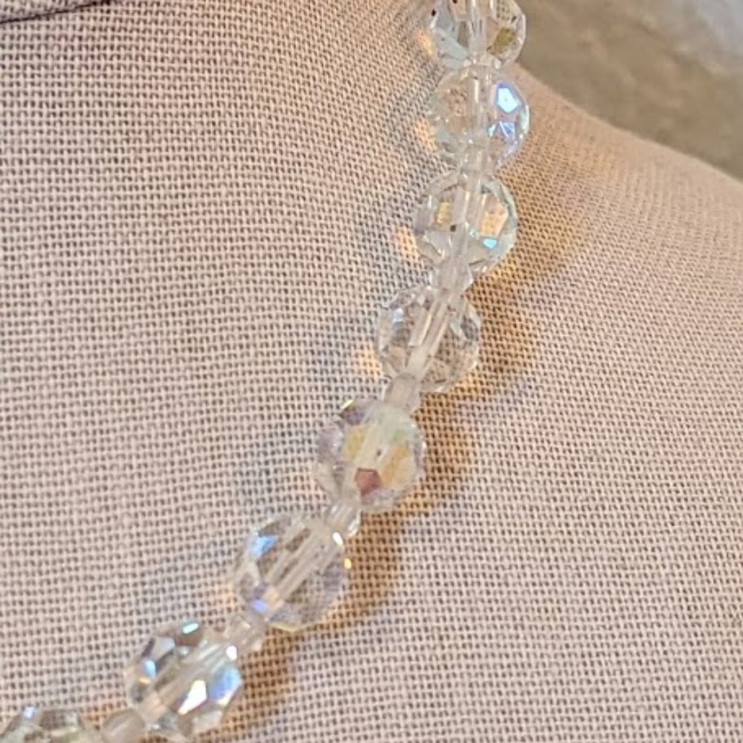 Vintage 1950s 10mm AB Crystal Necklace with Hook Closure