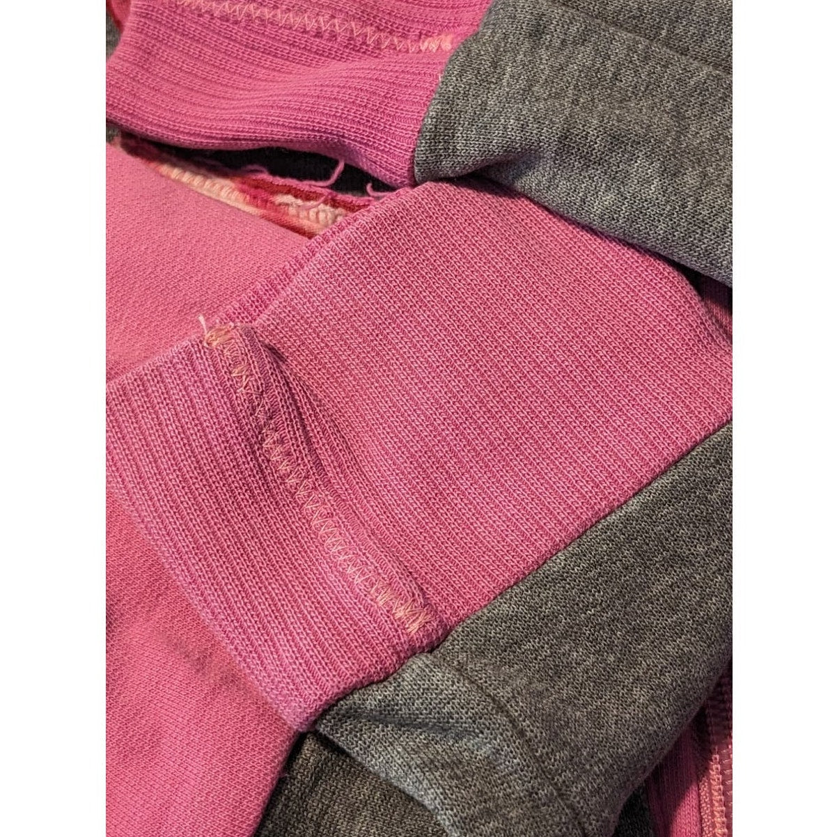 Hippie Boho Shredded Zip Up Gray and Pink Hoodie Womens Sz XS