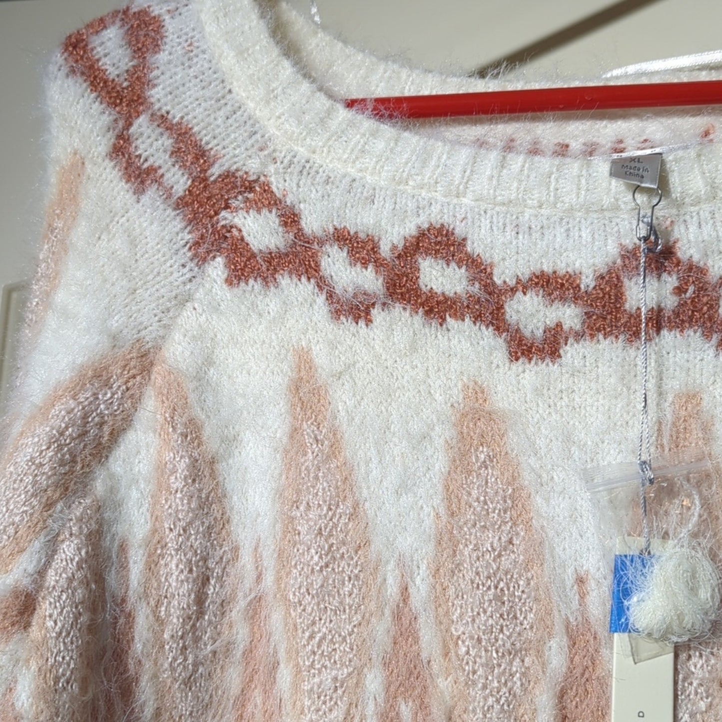 Lauren Conrad NWT Fuzzy 'Gardenia' Sweater Peach/Salmon/Cream Women's Size XL