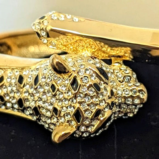 PJM Phoenix Jewelry MFG Leopard Crystal Bangle Bracelet
