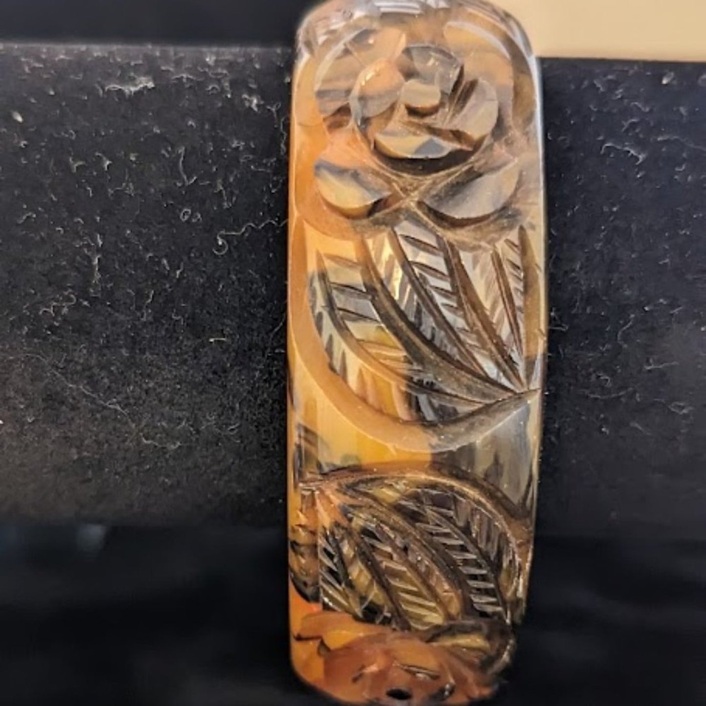 Bakelite! Rare Carved Translucent End of Day Roses Bakelite Bangle Bracelet