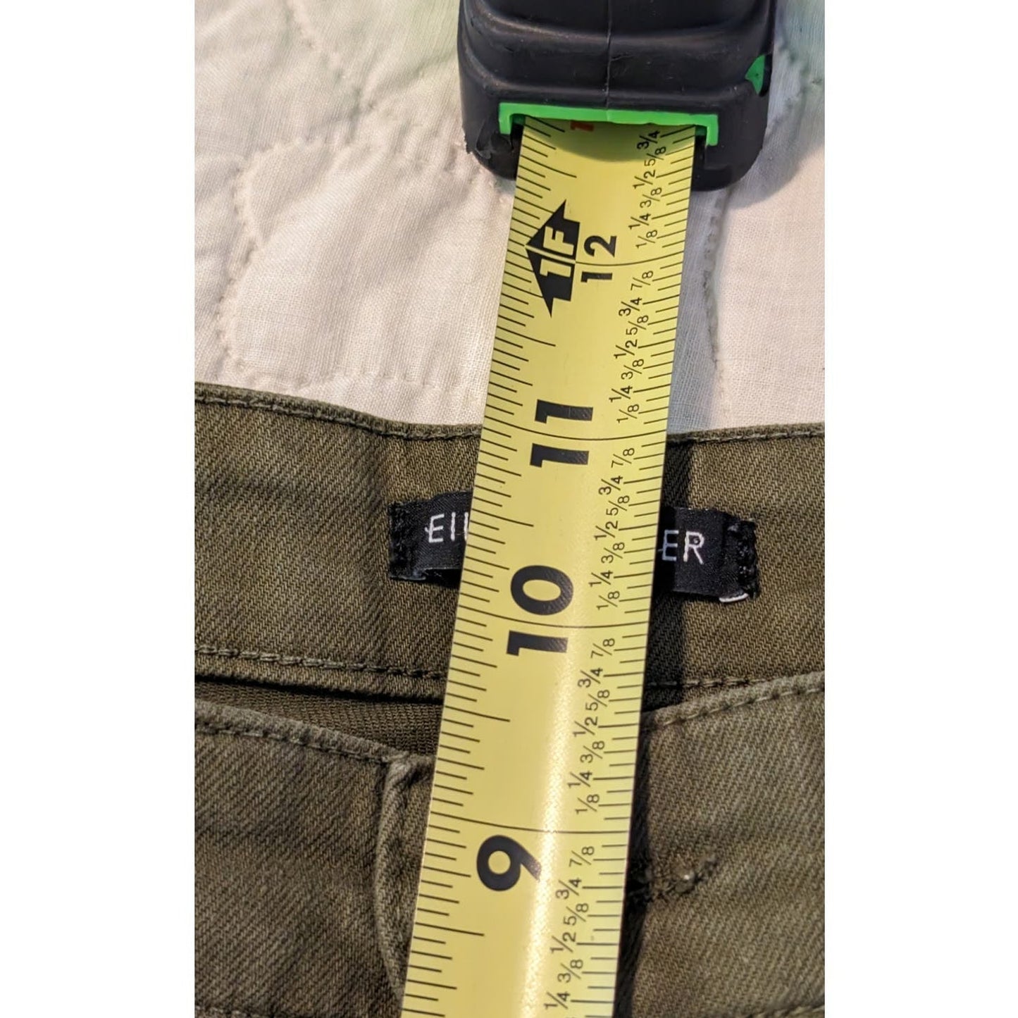 Eileen Fisher Organic Cotton Stretch Khaki Green Jean Womens Sz 12