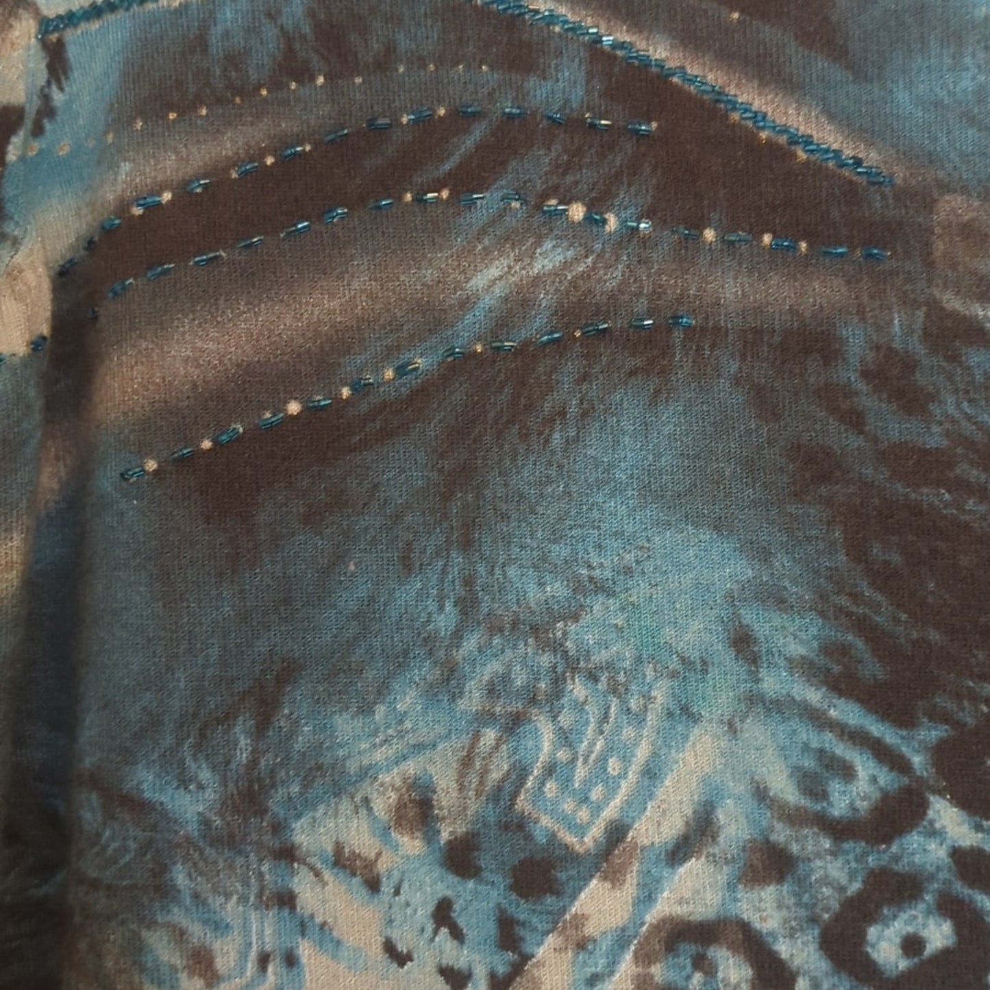 Chagall Turquoise Animal Print Sequin Embellished Lightweight Sweater Sz. XL