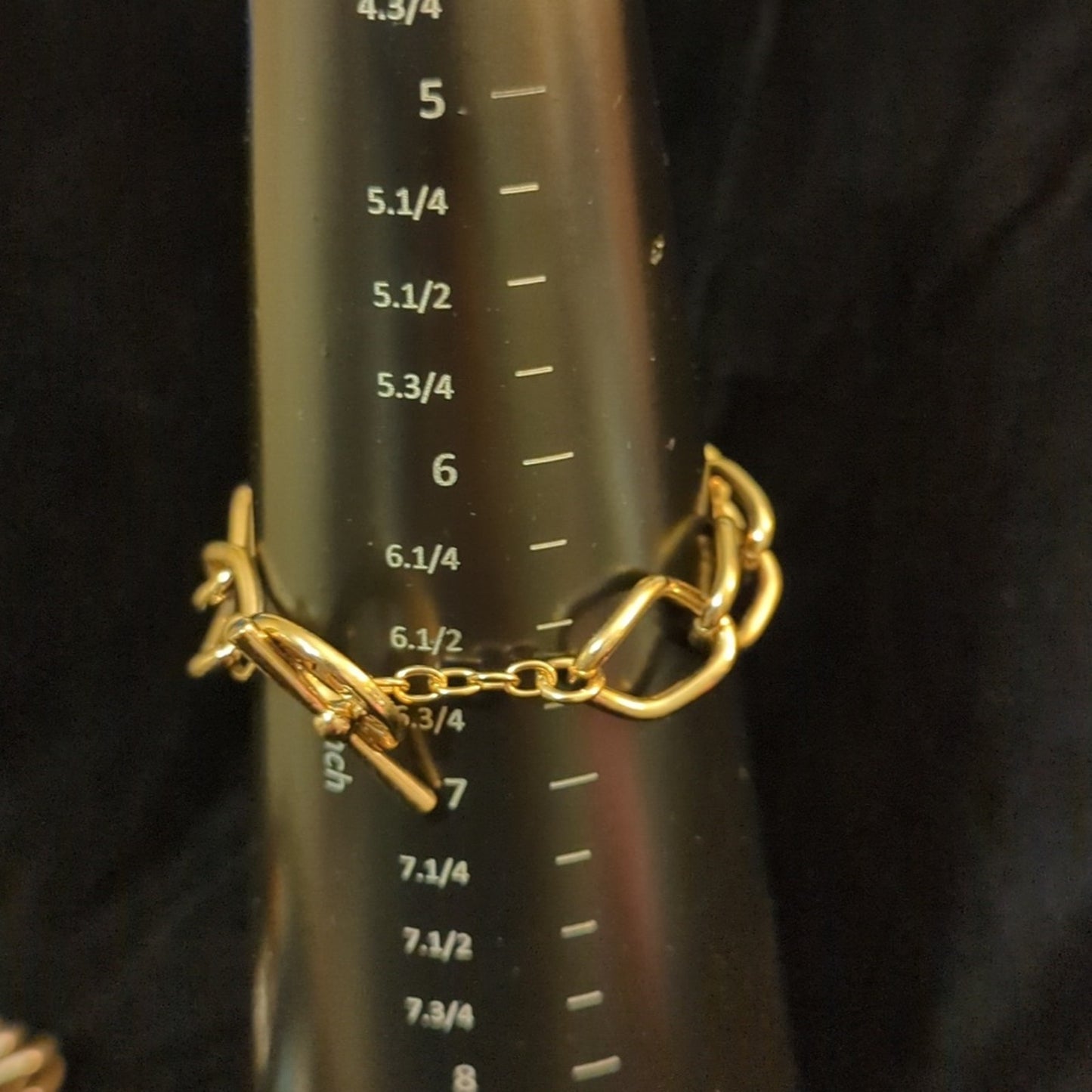 Monet Red Teardrop Crystal Charm Gold-Tone Chain Toggle Clasp Bracelet 6.5-6.75"