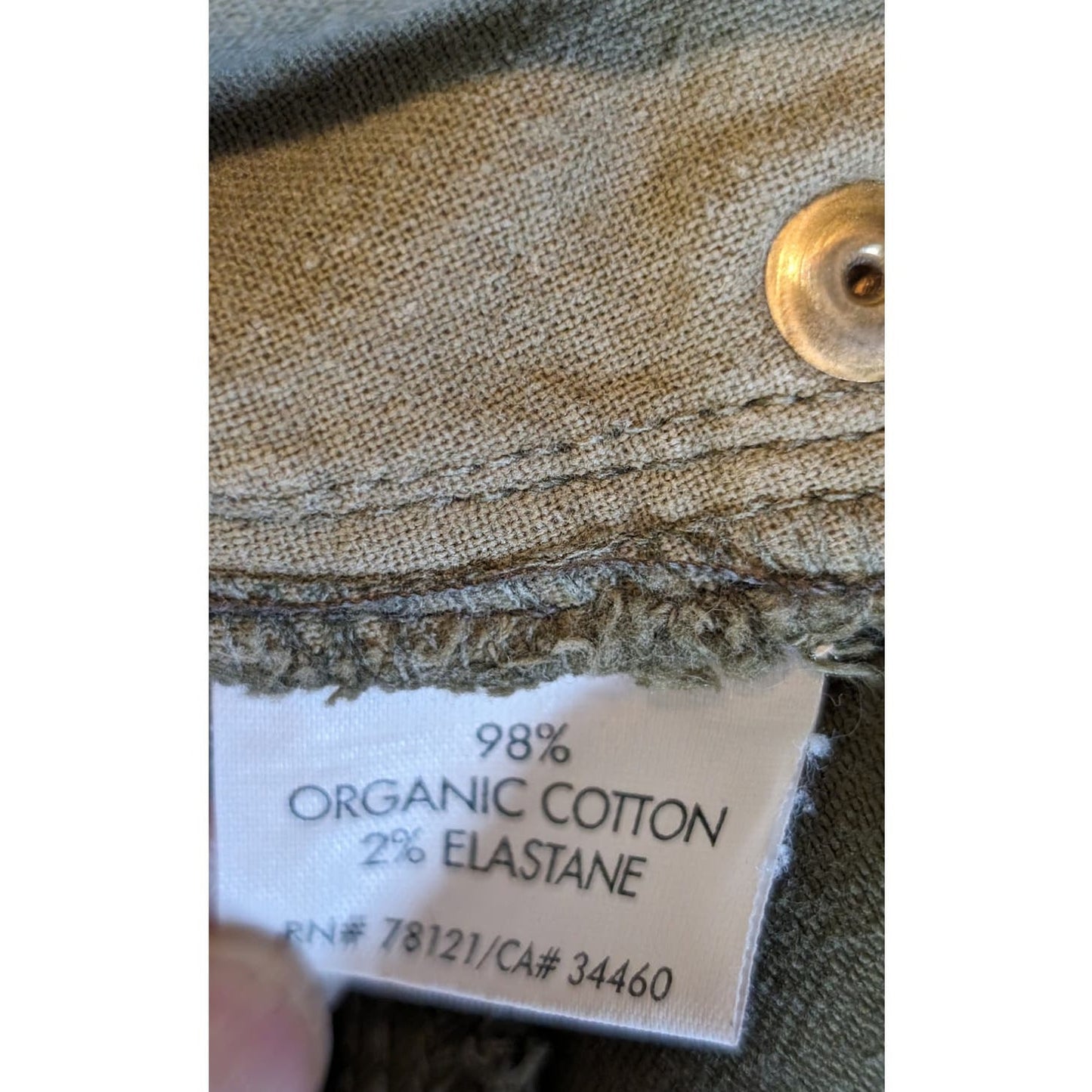 Eileen Fisher Organic Cotton Stretch Khaki Green Jean Womens Sz 12