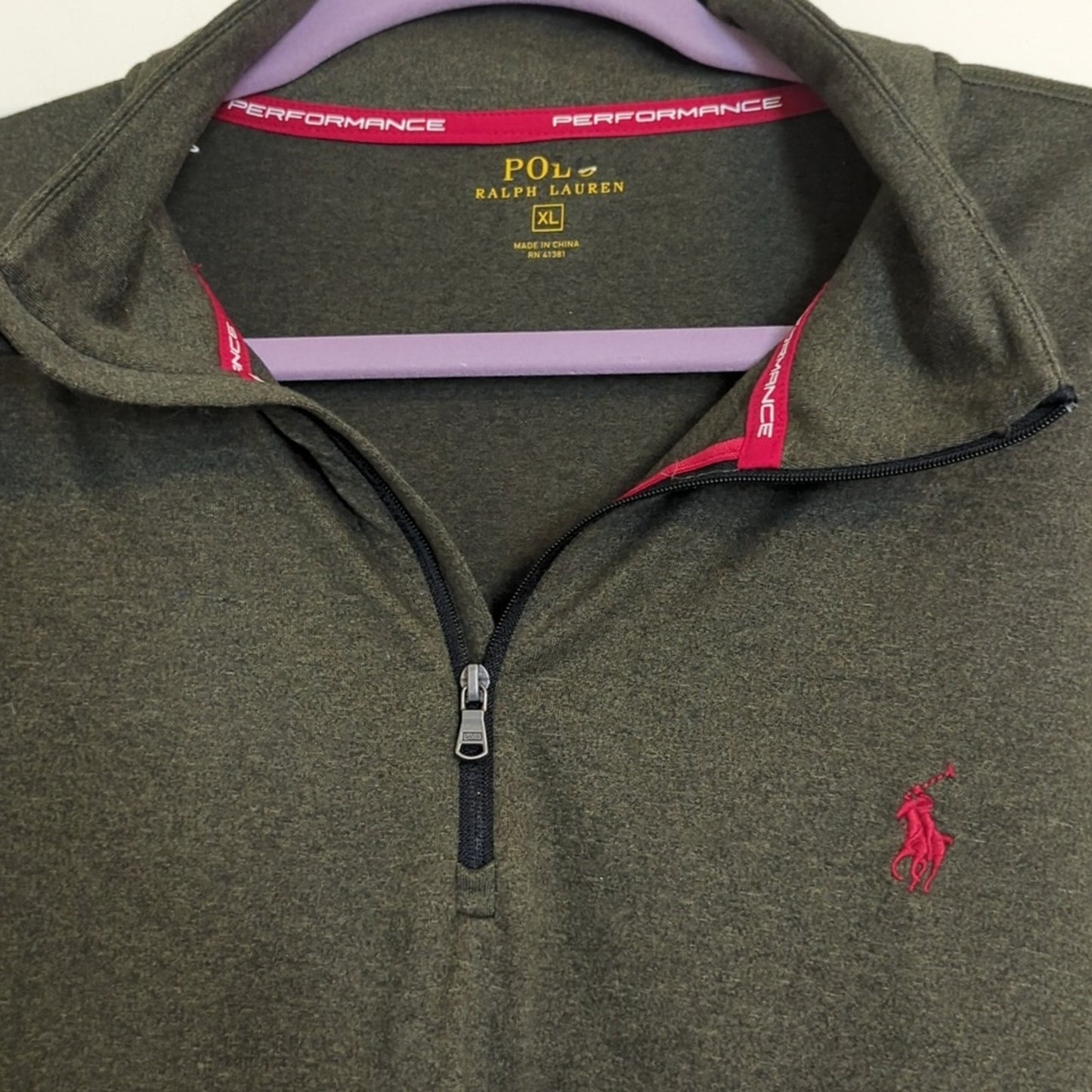 Polo Ralph Lauren Performance Wear 1/4 Zip Heather Green Lightweight Pullover XL