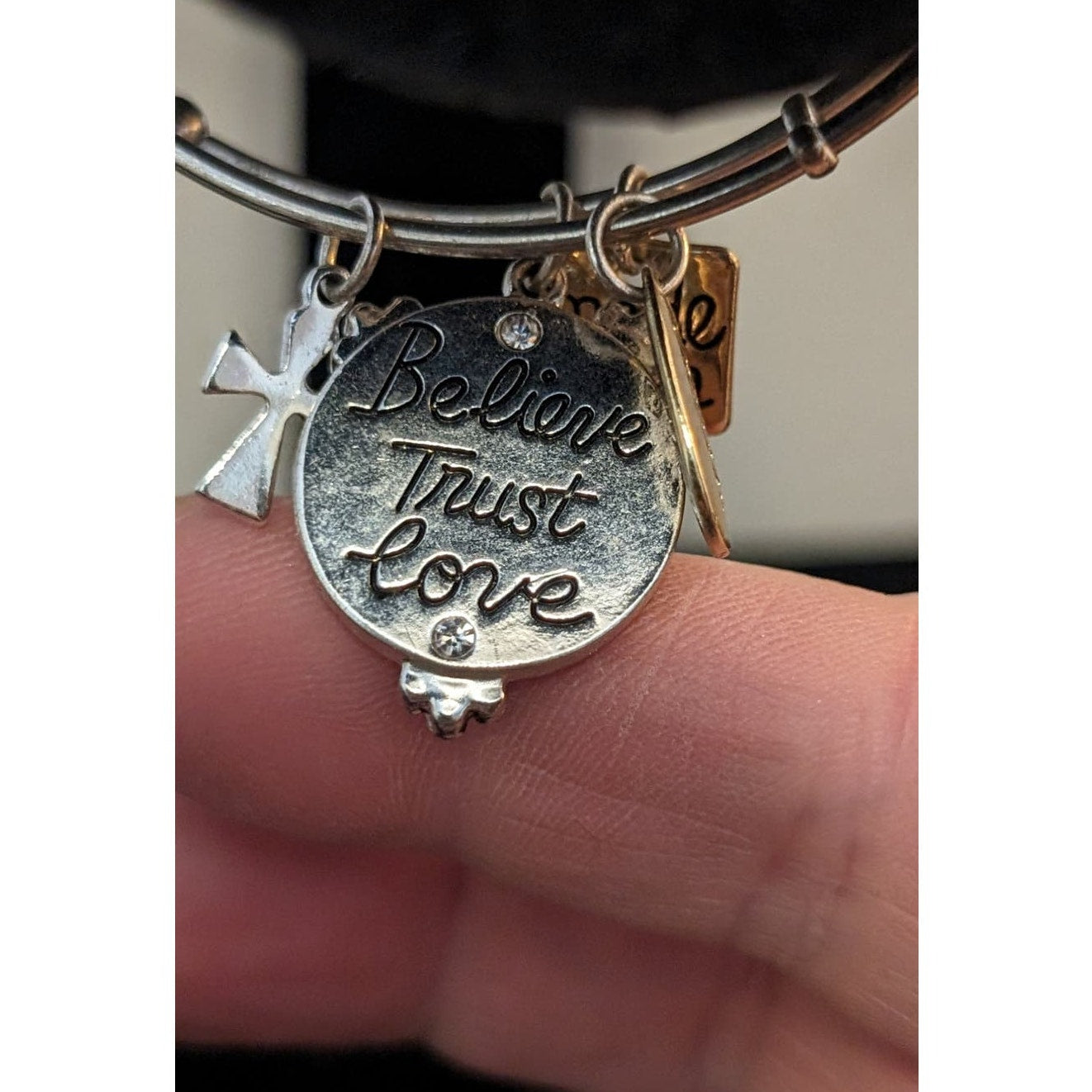 Three Silver Tone Bangle Style Bracelets