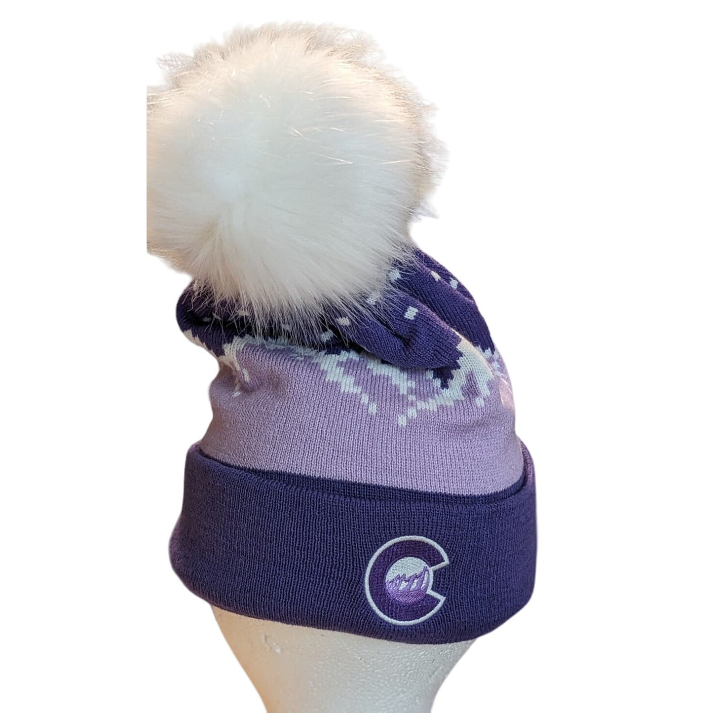 Boco Gear Sherpa Adventure Gear Lambs Wool Made in Nepal Purple Pom Pom Beanie