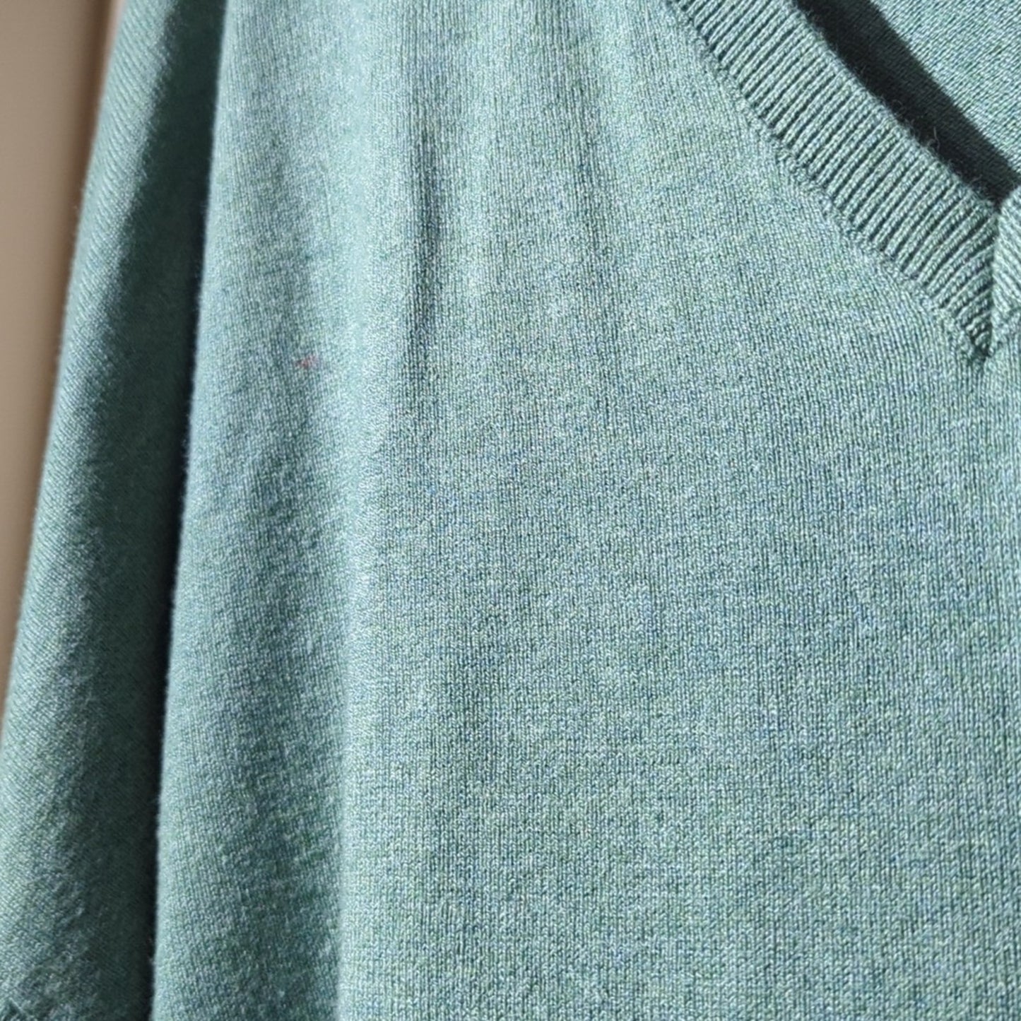 J.Jill Green V-Neck Ribbed Drop Sleeve Rolled Hem Oversized Sweater Women's Sz M