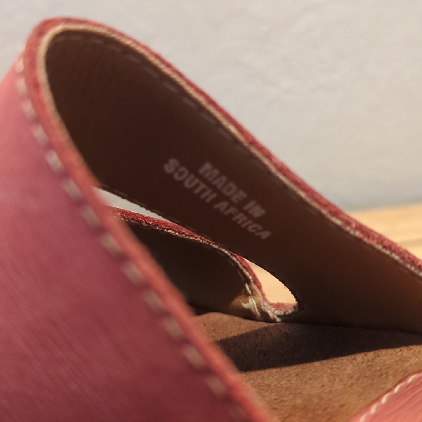 Tsonga Made in Africa Salmon Color Two Leather Strap Slide Sandal Size US 6.5