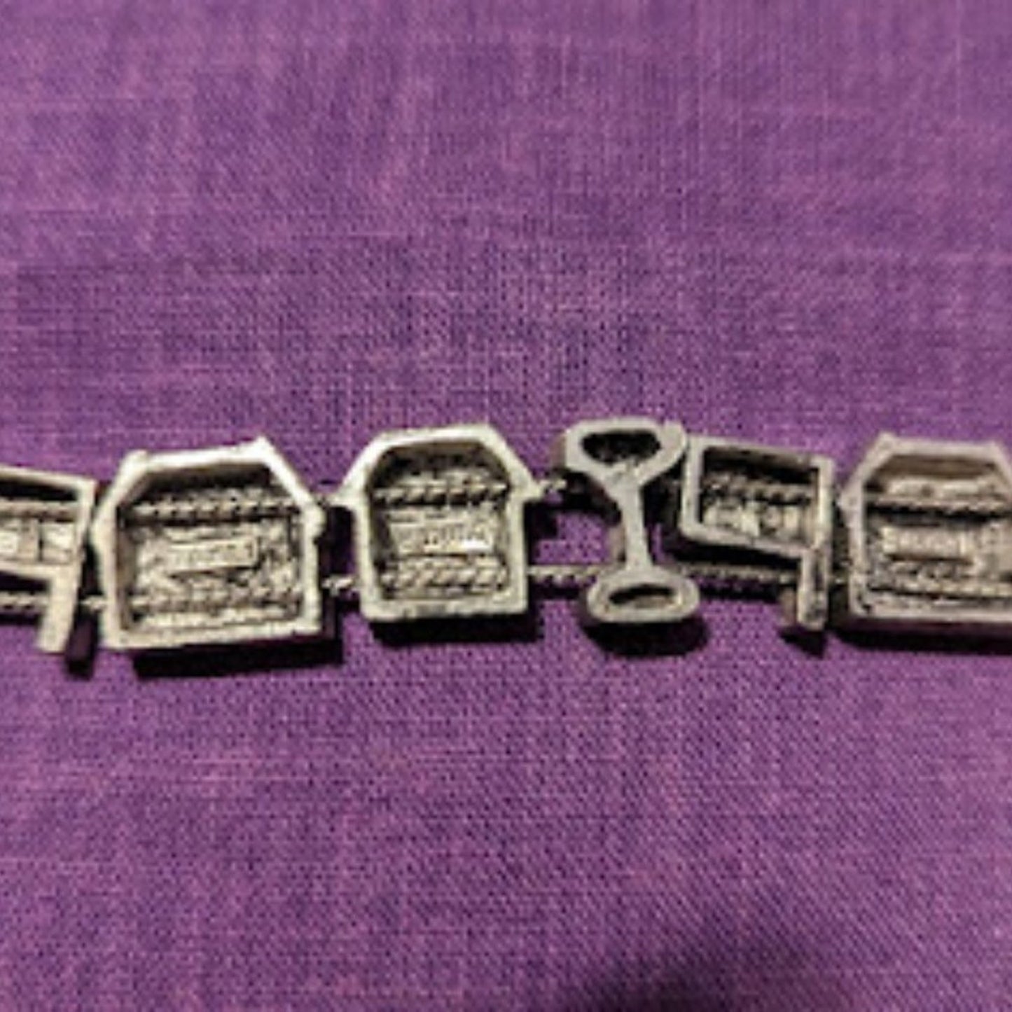 Vintage BG Slide Charm Silver Tone Realtor Bracelet 7 1/2" Long